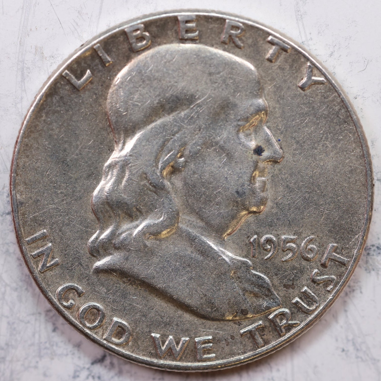 1956 Franklin Half Dollar, Very Good Circulated Coin, Store #HR1234