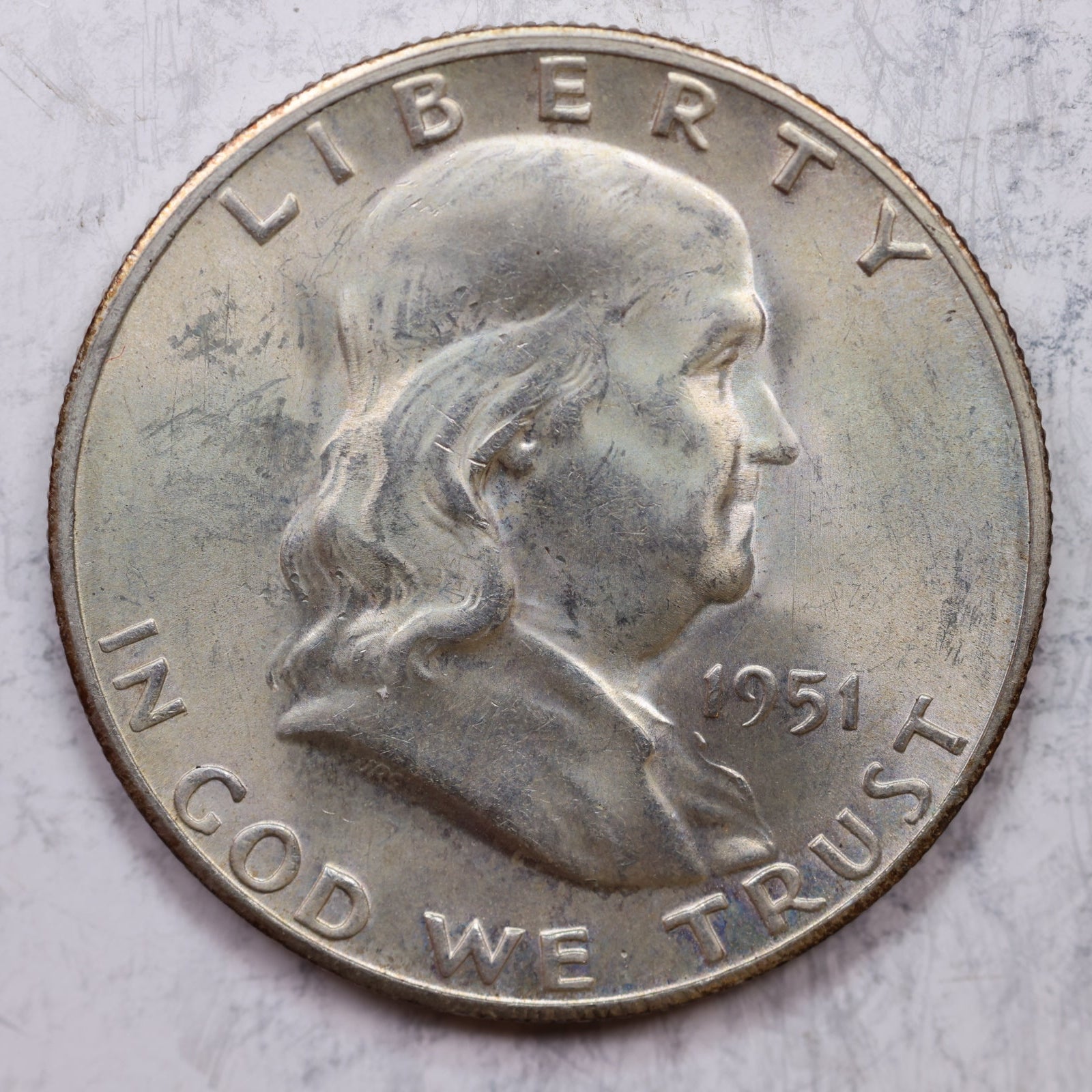1951-S Franklin Half Dollar, Mint State Uncirculated Coin, Store #HR1262