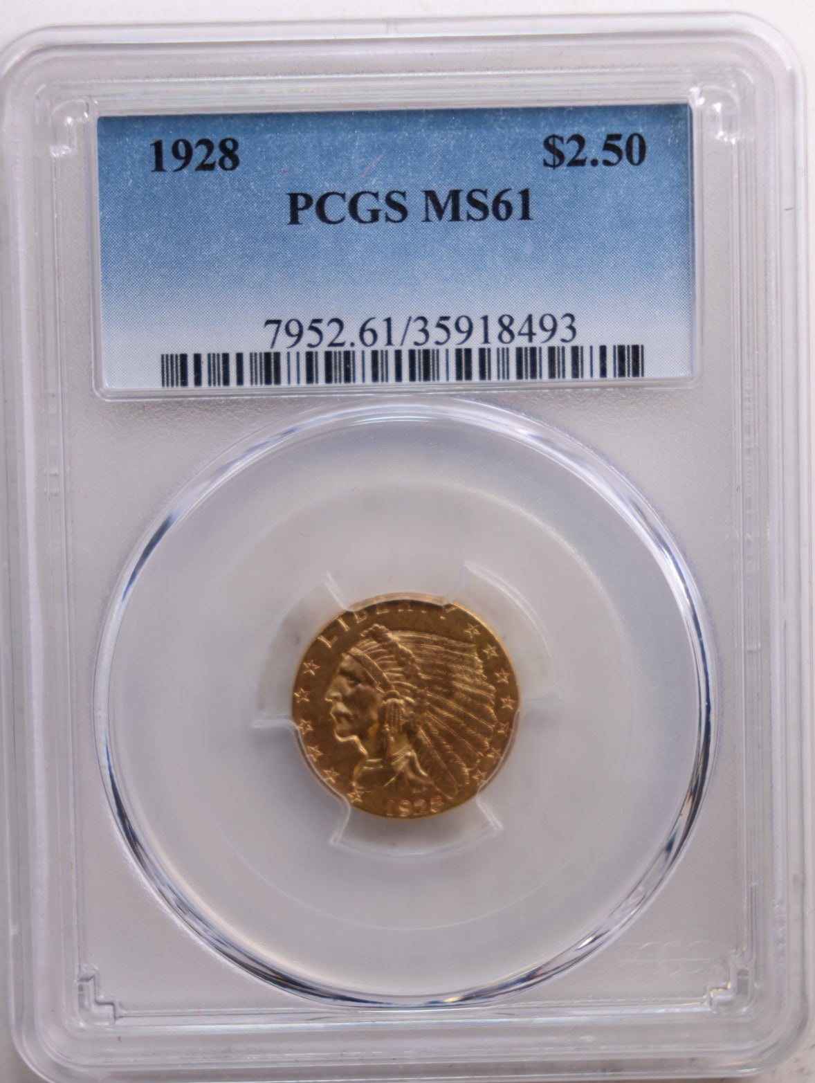 1928 $2.50 Quarter Eagle, Indian, Gold Coin, PCGS MS-61, Store Sale #G0037.
