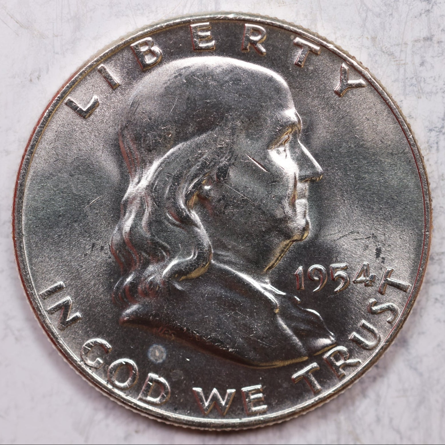 1954-D Franklin Half Dollar, Mint State Uncirculated Coin, Store #HR1271