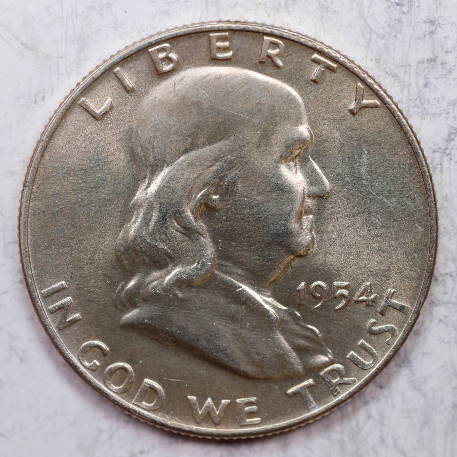 1954-D Franklin Half Dollar, Mint State Uncirculated Coin, Store #HR1272