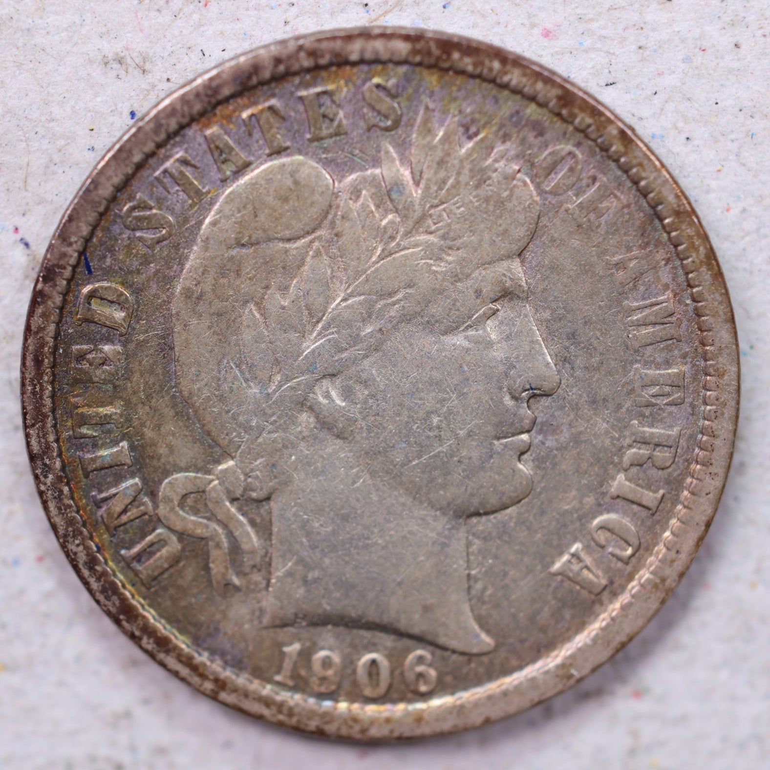 1905-S Barber Silver Dime., About Uncirculated Coin., Store #1198