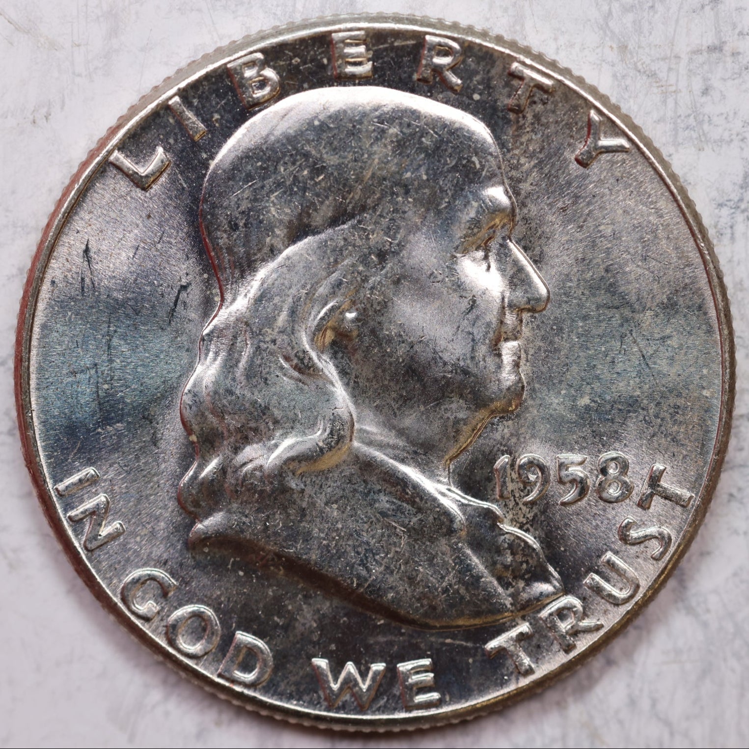 1958 Franklin Half Dollar, Mint State Uncirculated Coin, Store #HR1283