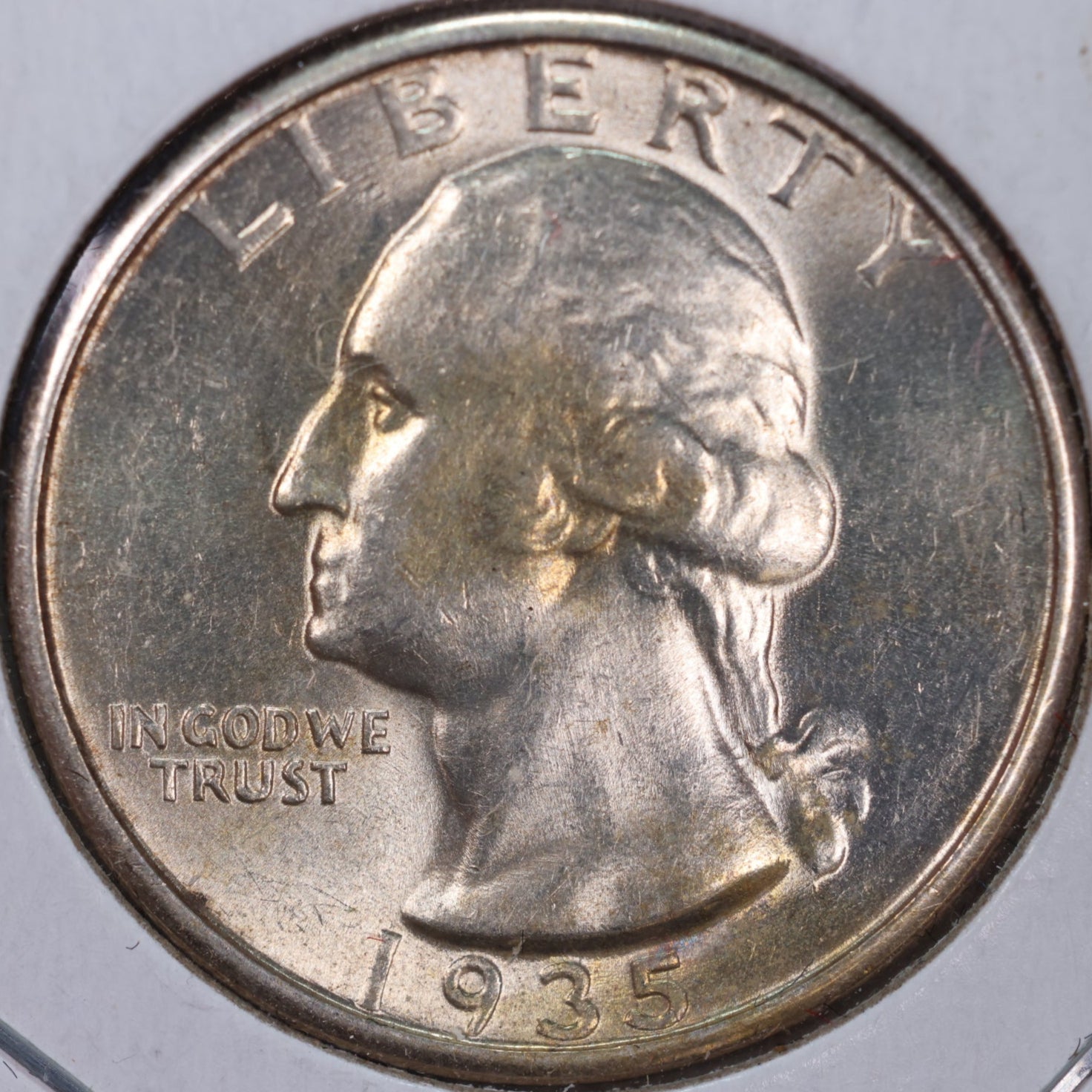 1935 Washington Silver Quarter, Mint State Uncirculated Coin, Store #QR0182