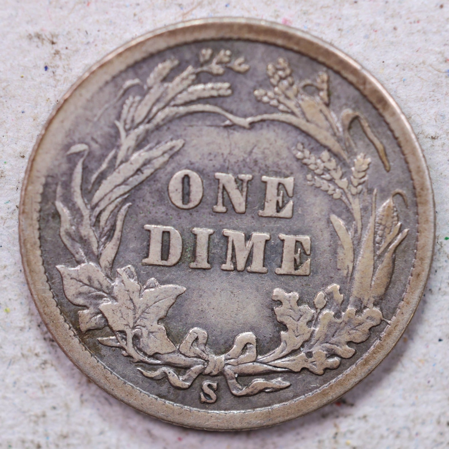 1911-S Barber Silver Dime., Very Fine., Circulated Coin., Store #1321