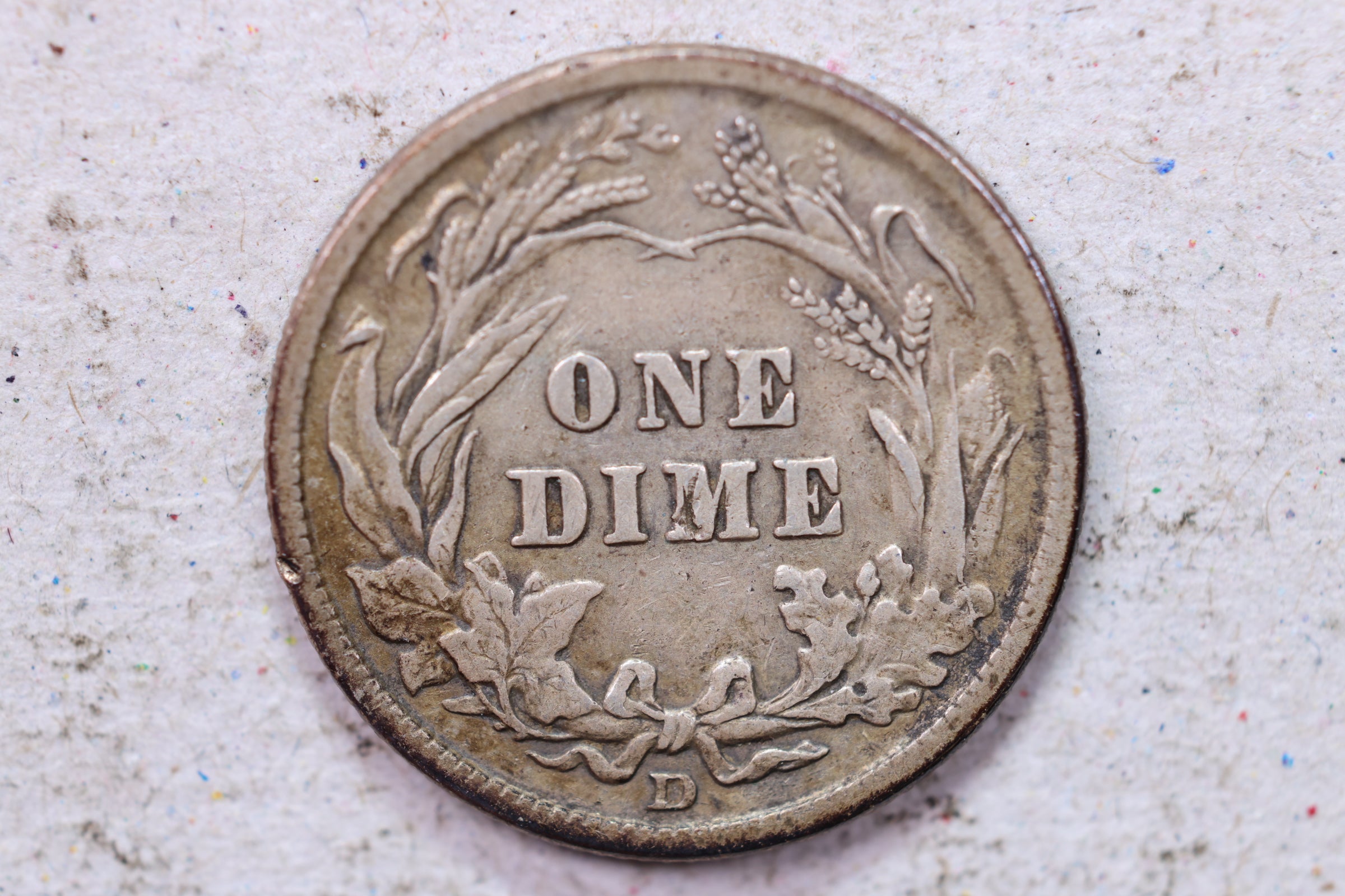 1914-D Barber Silver Dime., Very Fine., Circulated Coin., Store #1327