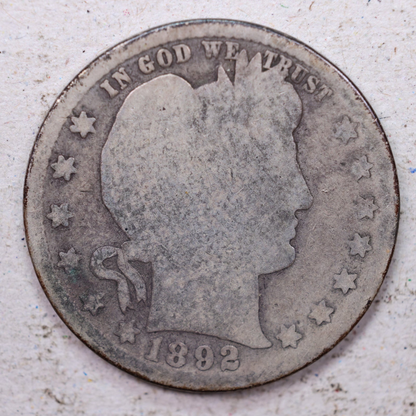 1892-O Barber Silver Quarter, Good Circulated Coin, Store #QR1467
