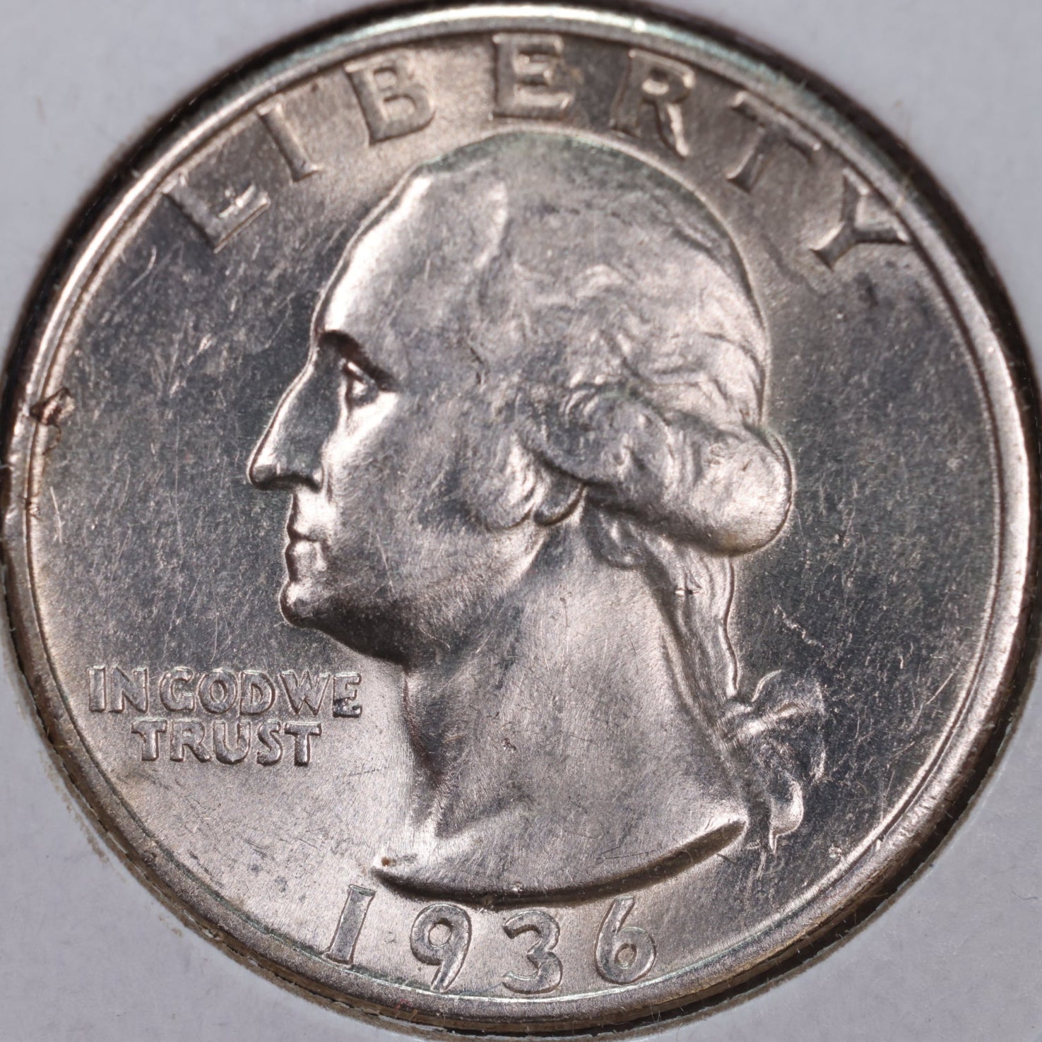 1936 Washington Silver Quarter, Mint State Uncirculated Coin, Store #QR0219