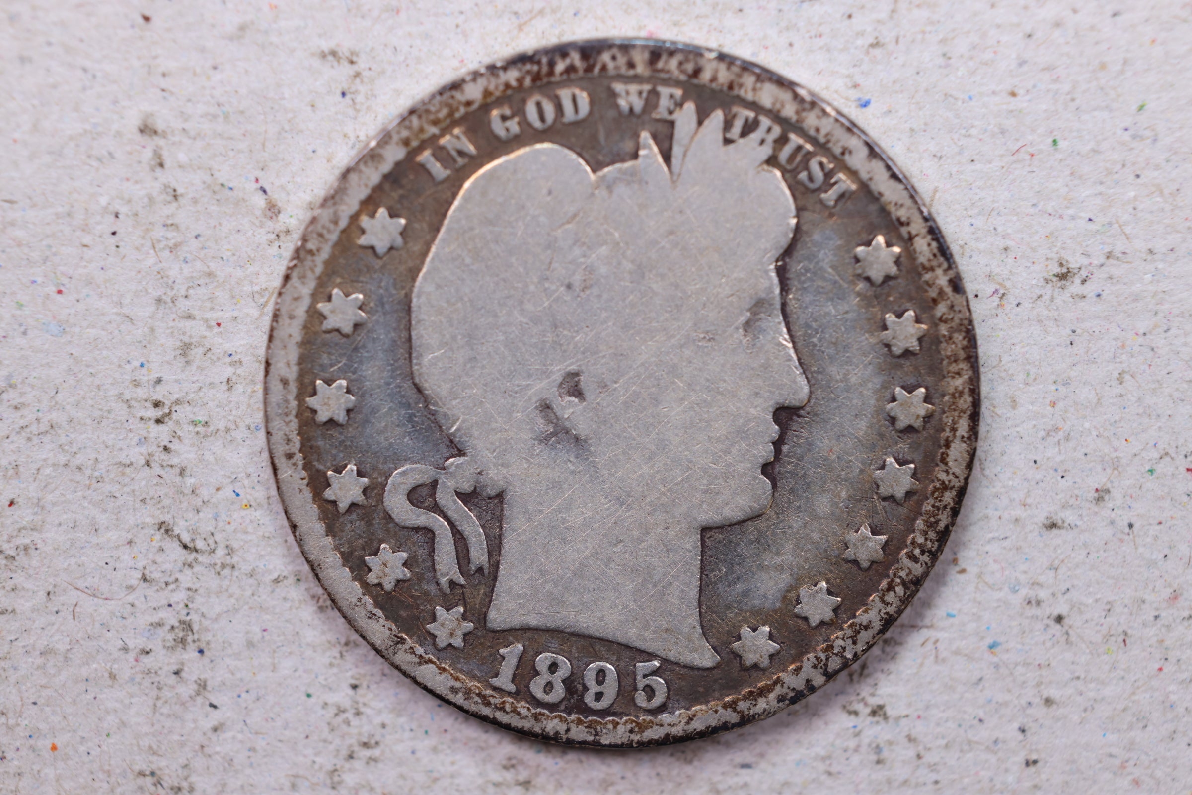 1895-O Barber Silver Quarter., Good., Circulated Coin., Store #1354