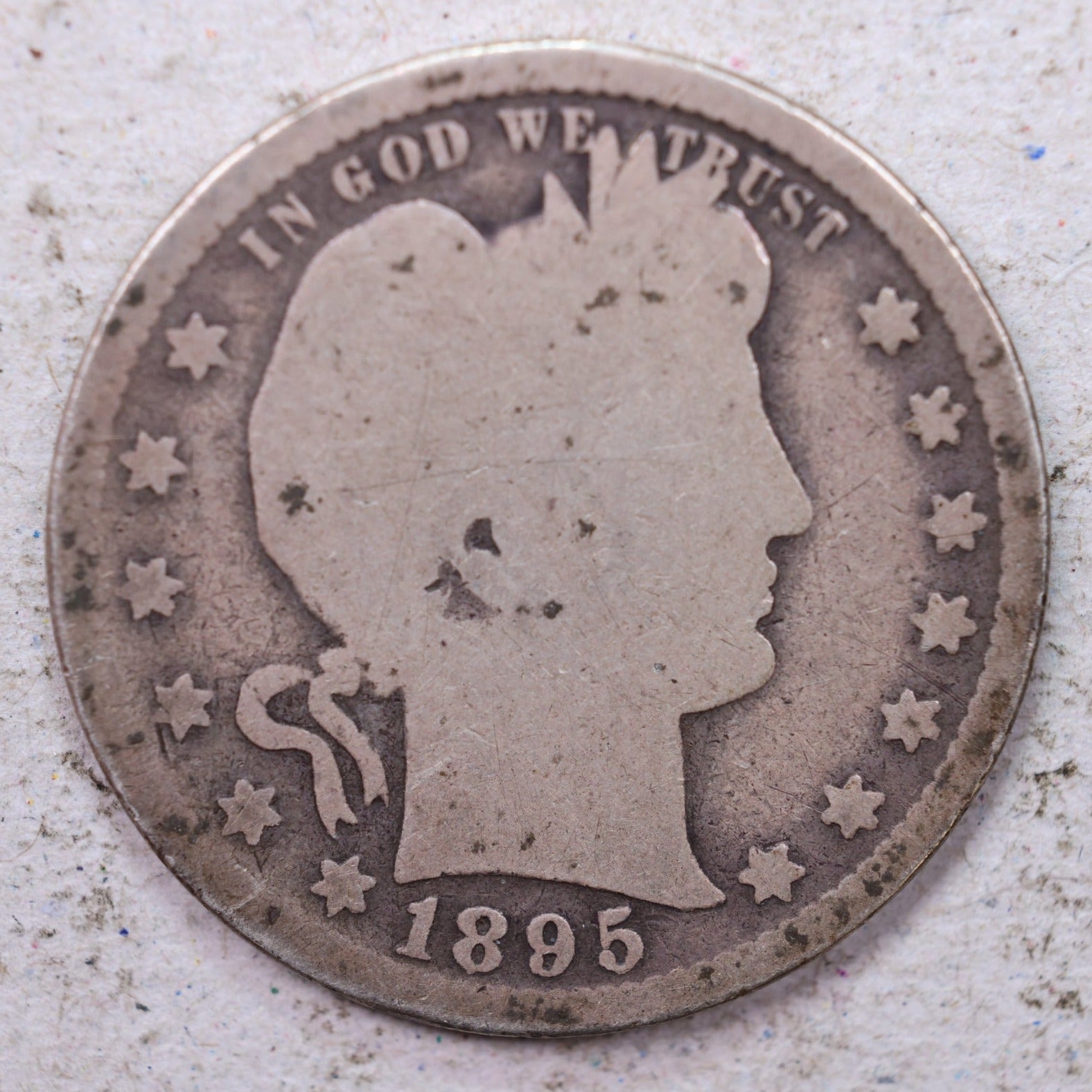 1895-S Barber Silver Quarter, Good, Circulated Collectible Coin, Store #QR1500