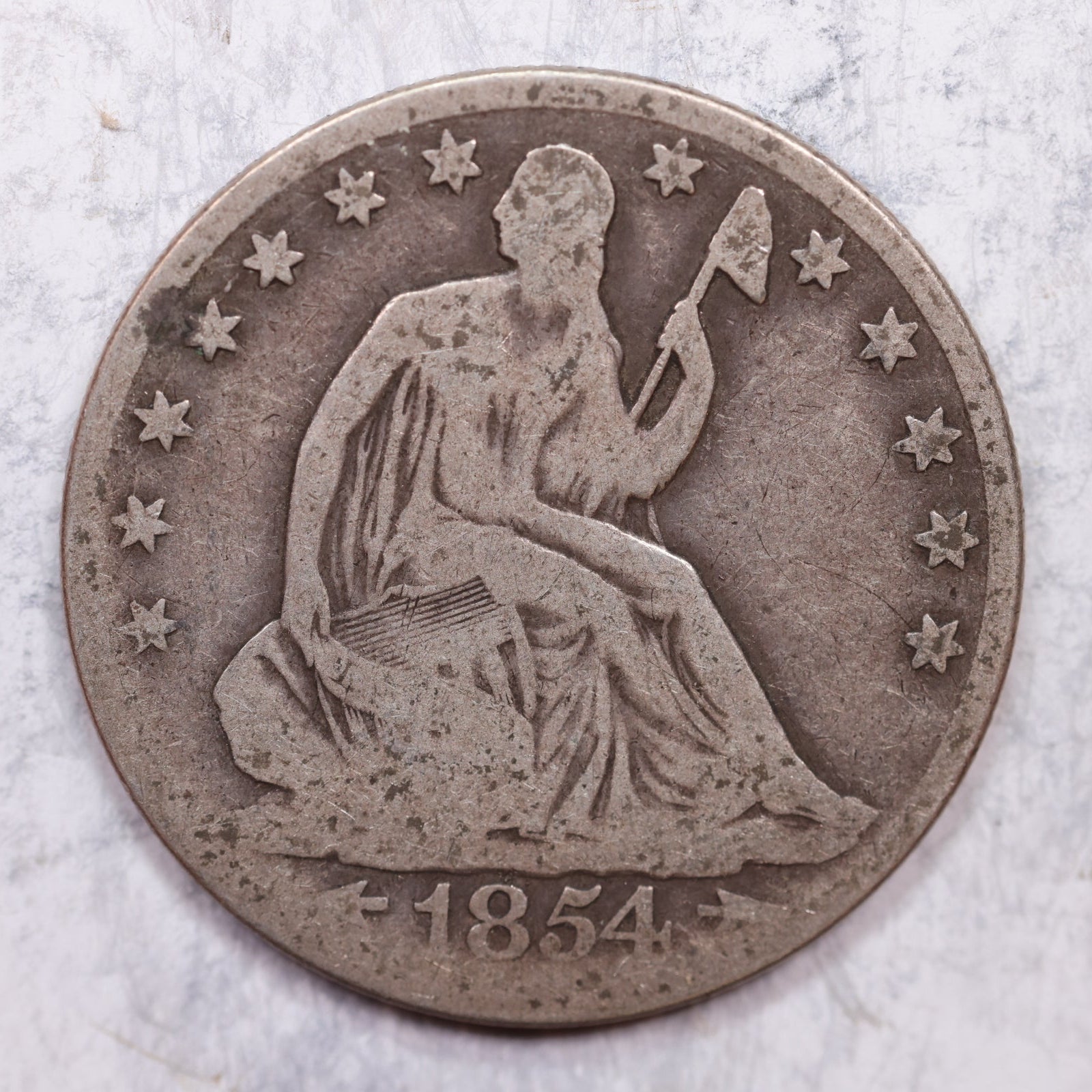 1854-O Liberty Seated Half Dollar, Very Good Circulated Coin, Store #HR1349