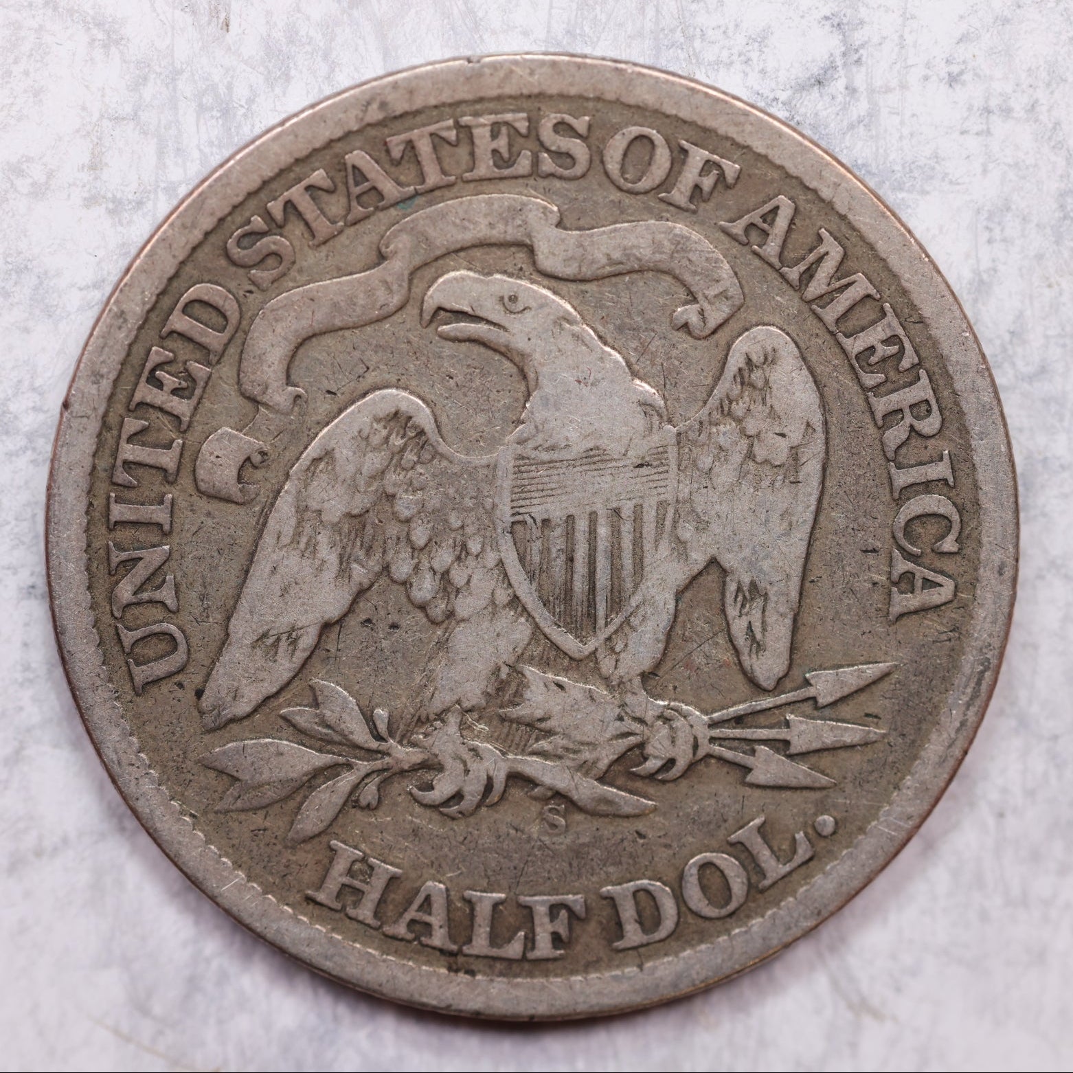 1869-S Liberty Seated Half Dollar, Very Good Circulated Coin, Store #HR1389