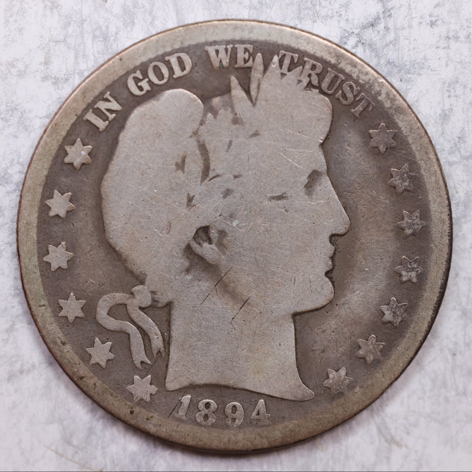 1894-O Barber Half Dollar, Good Circulated Coin, Store# HR1391