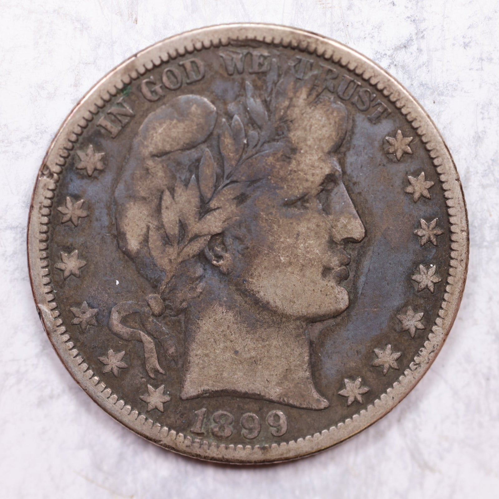 1899-O Barber Half Dollar, Very Good Circulated Coin, Store# HR1394