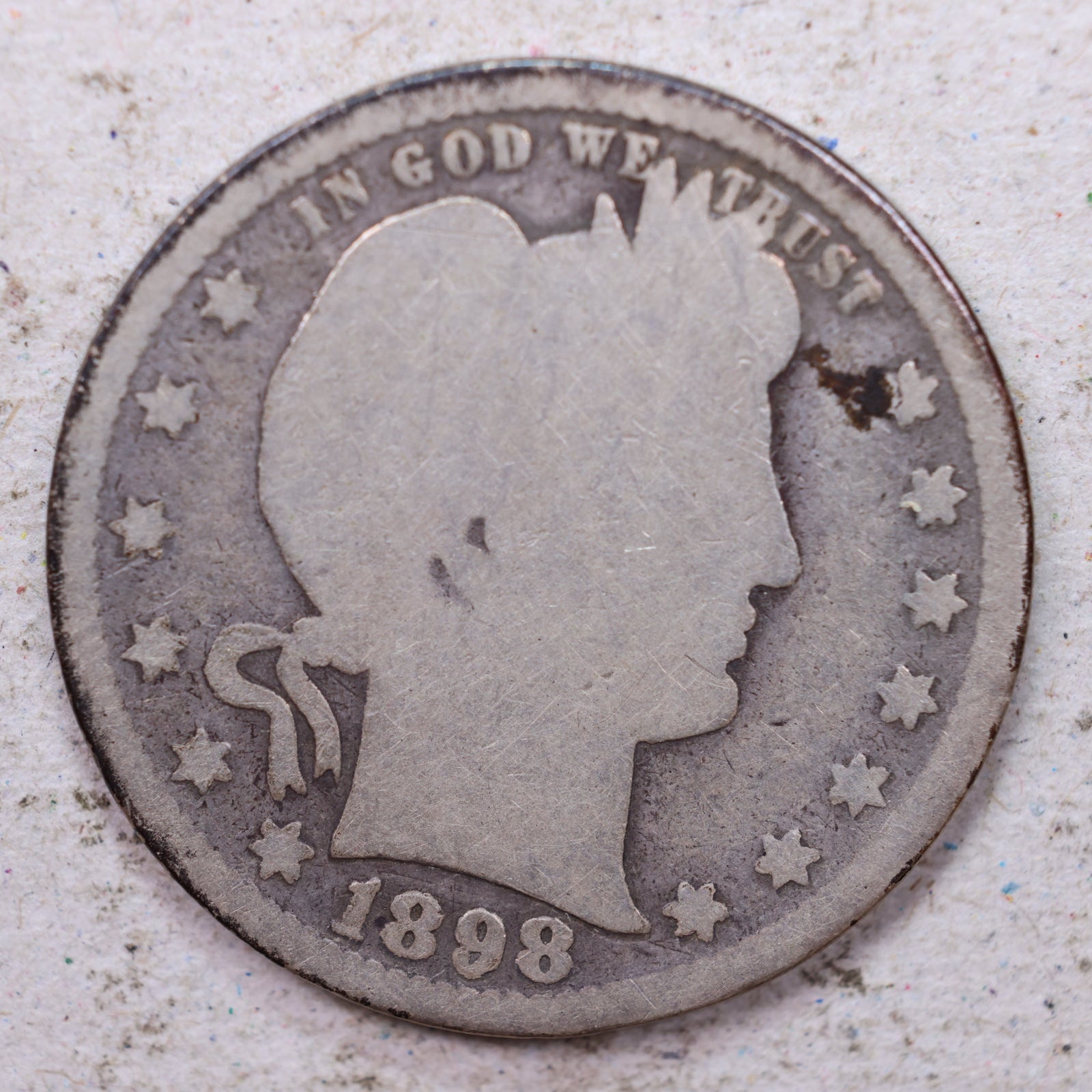 1898-S Barber Quarter, Good Circulated Coin, Store #1372