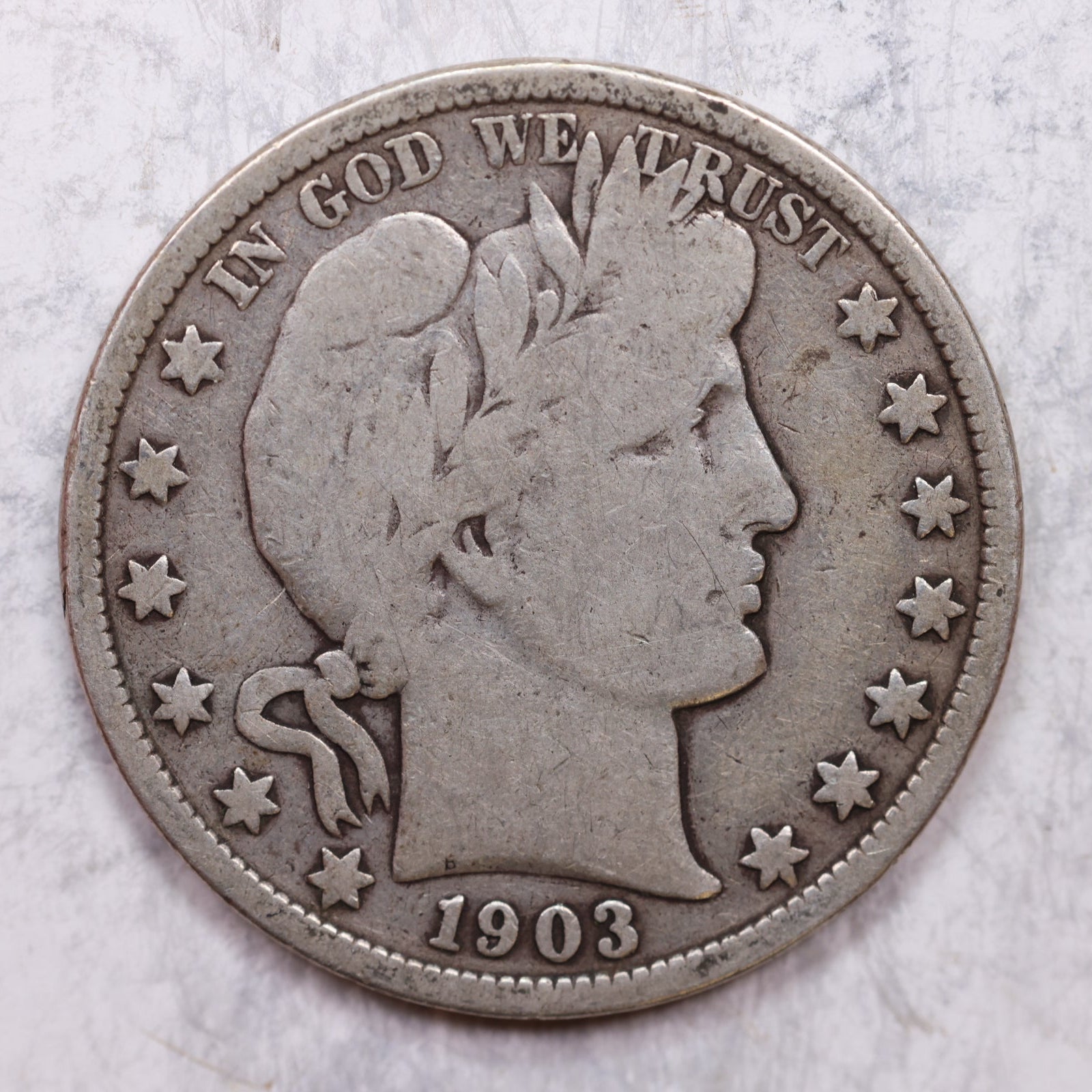 1903 Barber Half Dollar, Very Good Circulated Coin, Store# HR1397