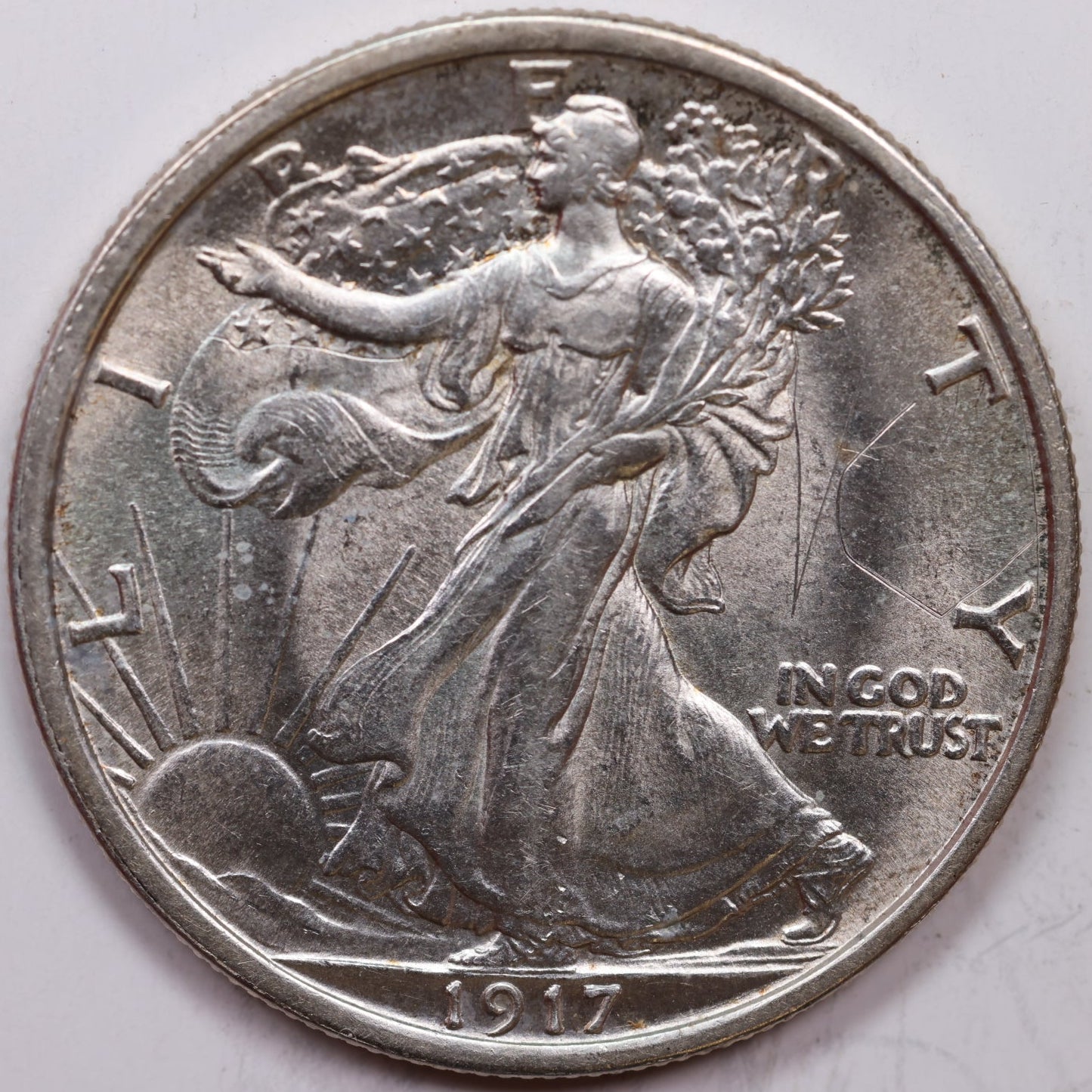 1917 Walking Liberty Half Dollar, Mint State Uncirculated Coin, Store #HR1407