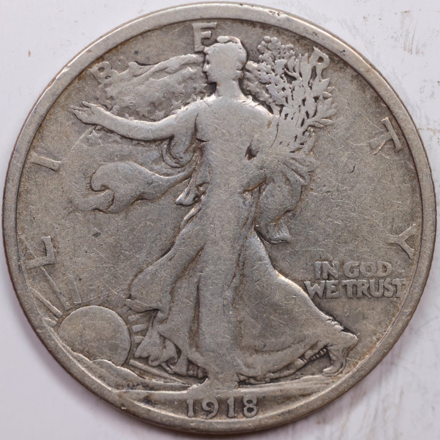 1918-S Walking Liberty Half Dollar, Very Good Circulated Coin, Store #HR1419