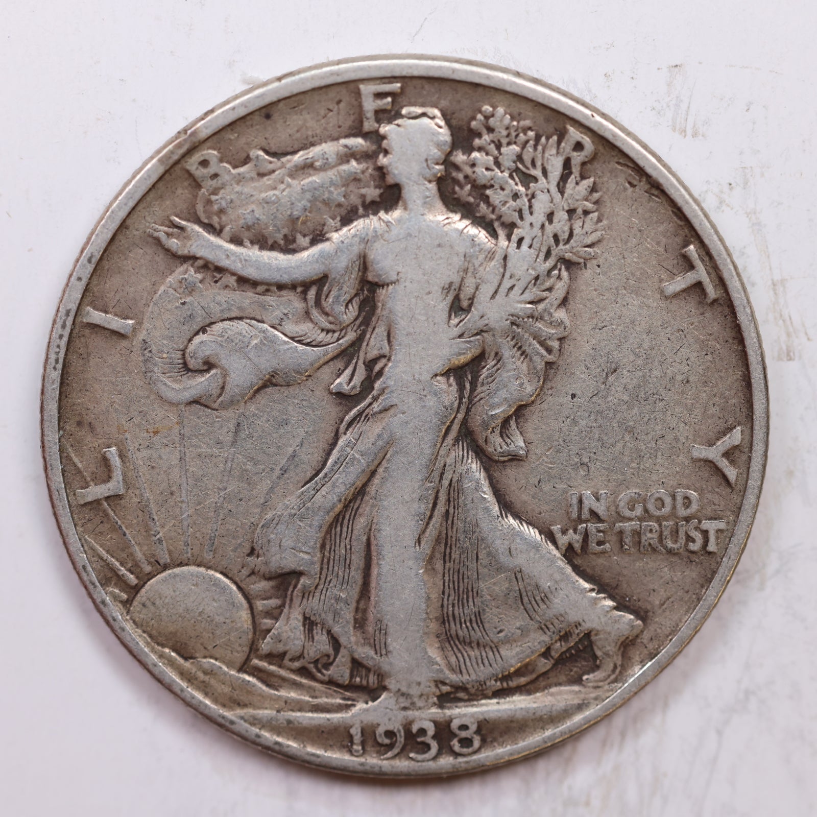 1938 Walking Liberty Half Dollar, Very Fine Circulated Coin, Store #HR1429
