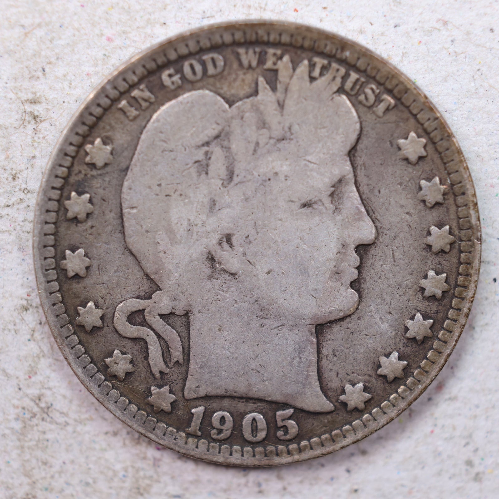 1905-S Barber Silver Quarter, Very Good Circulated Coin, Store #QR1513