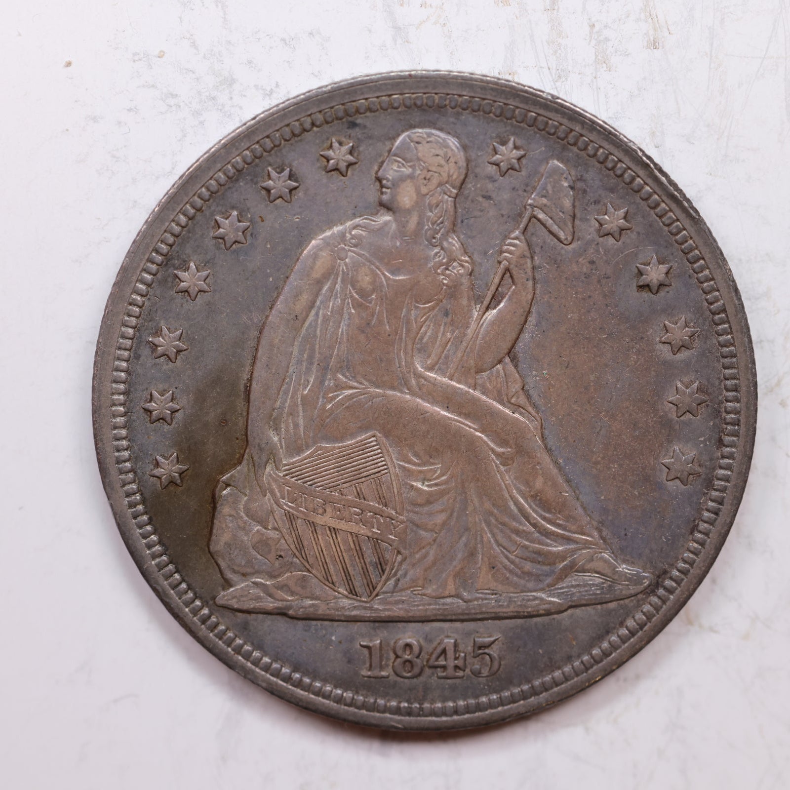 1845 Seated Liberty Dollar, About Uncirculated Coin, Store Sale #DR0300
