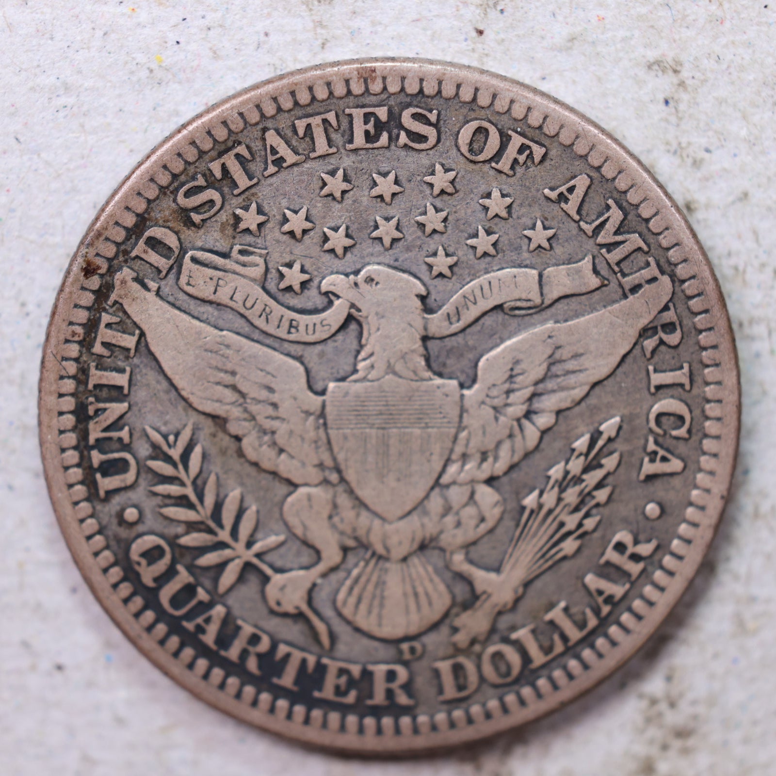 1913-D Barber Silver Quarter, Fine Circulated Collectible Coin, Store #QR1536.