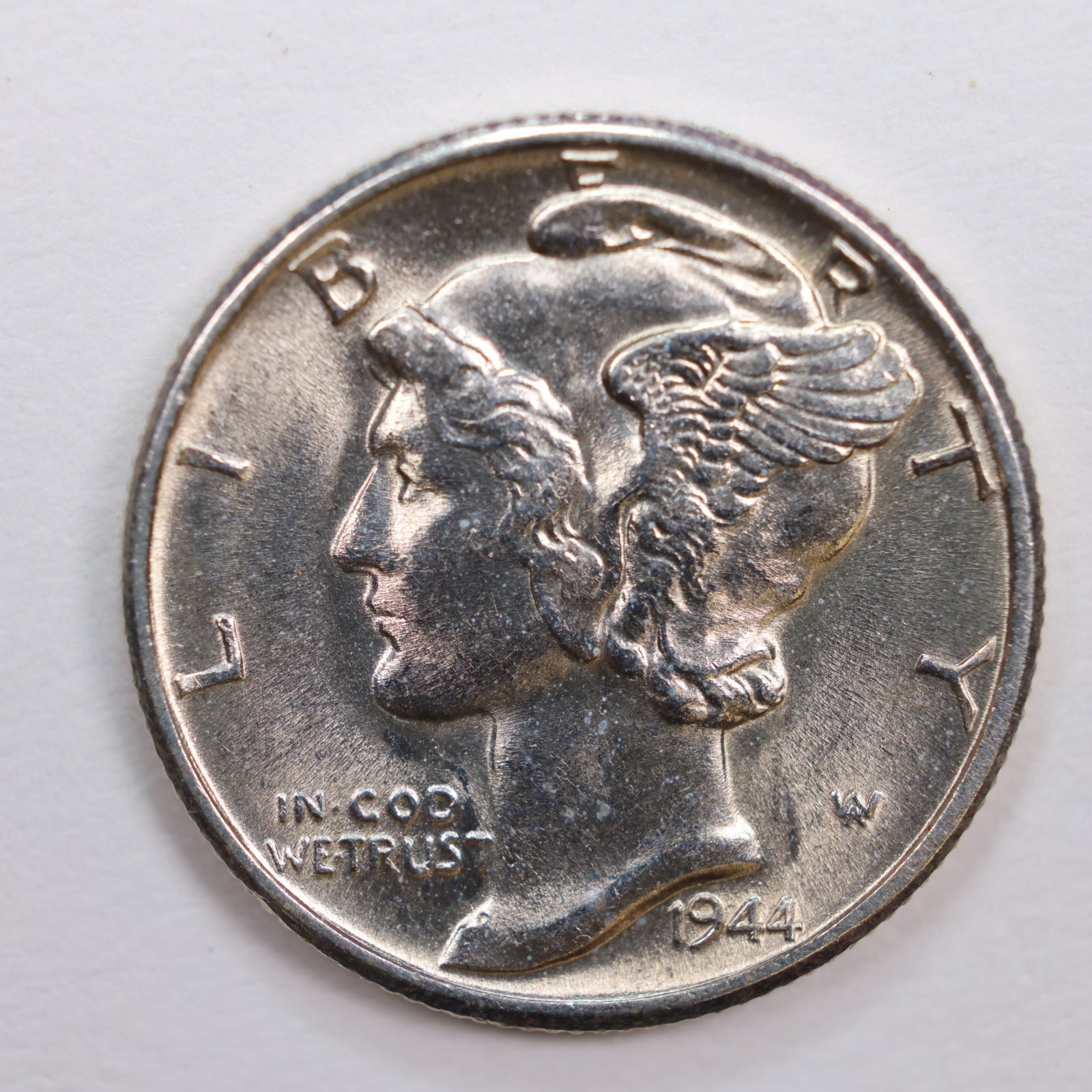 1944 Mercury Silver Dime., Nice Mint State Coin., STORE #DE0095