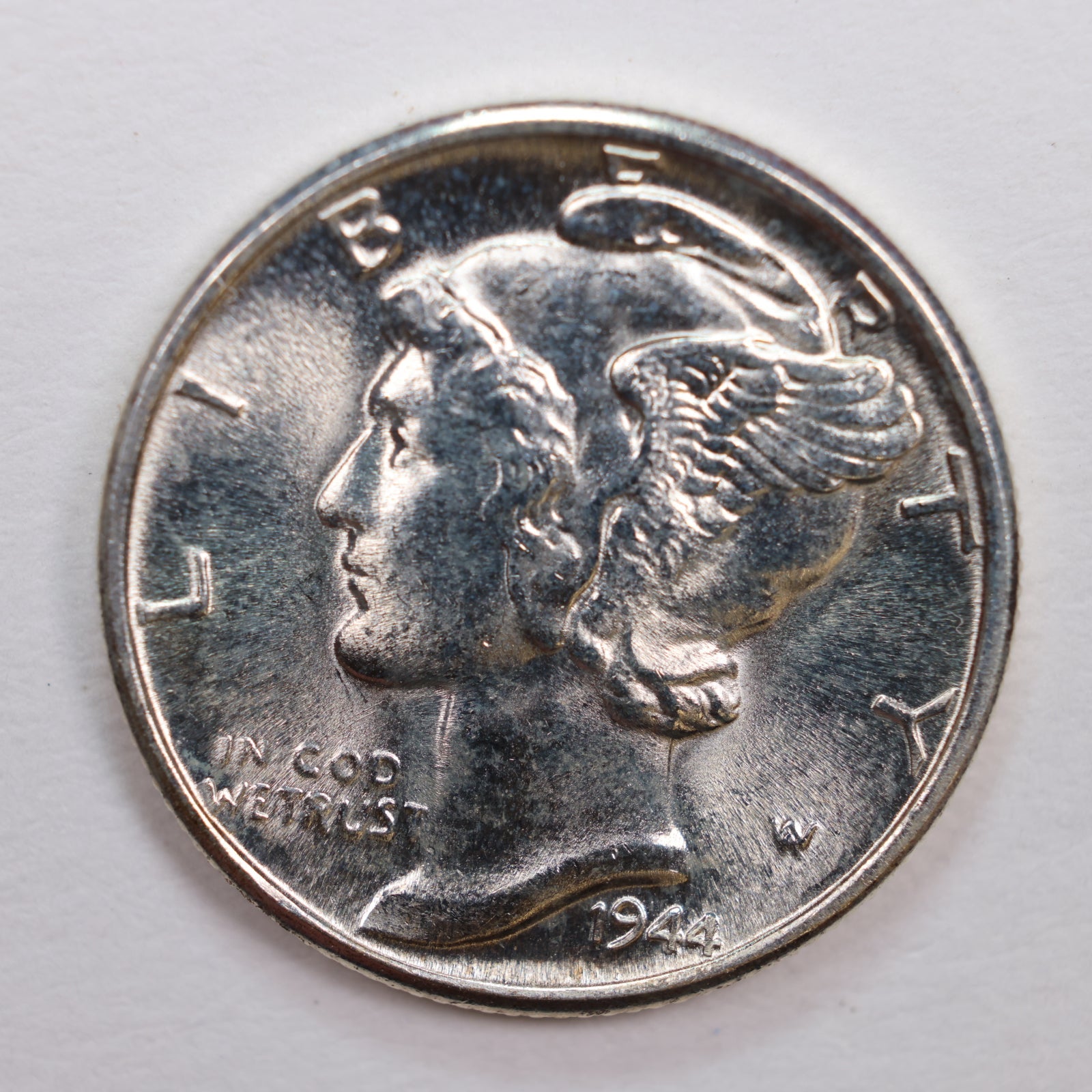 1944-D Mercury Silver Dime., Nice Mint State Coin., STORE #DE0096