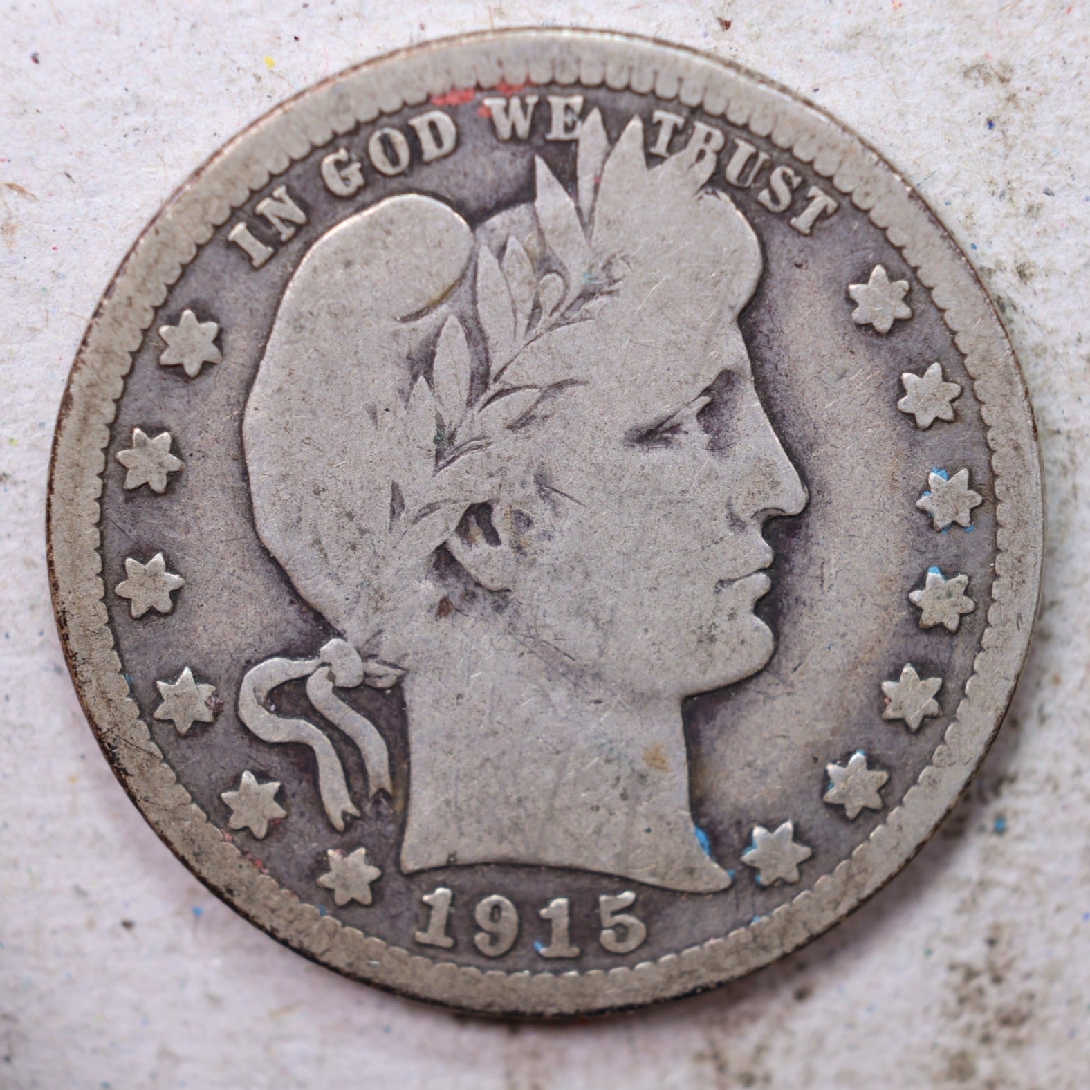 1915 Barber Quarter, Very Good Circulated Coin, Store #1462