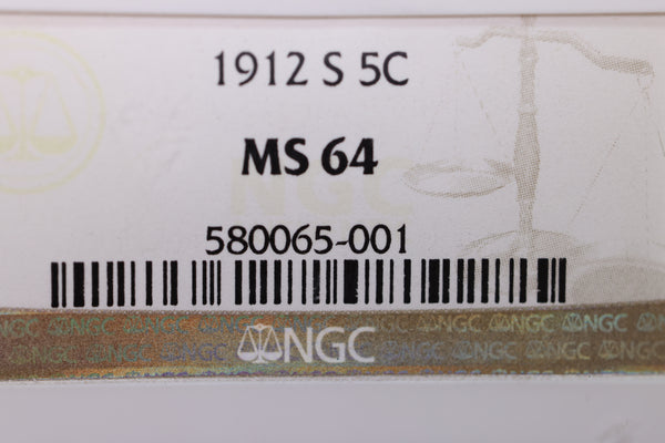 1912-S Liberty Nickel., KEY Date., NGC Certified MS-64., SALE #88222