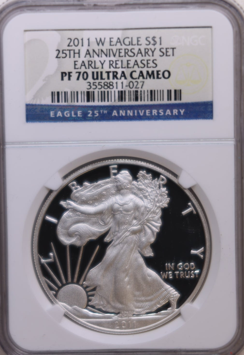 2011-W American Silver Eagle, 25th Anniversary, NGC PR-70, Store Sale #AE0280.