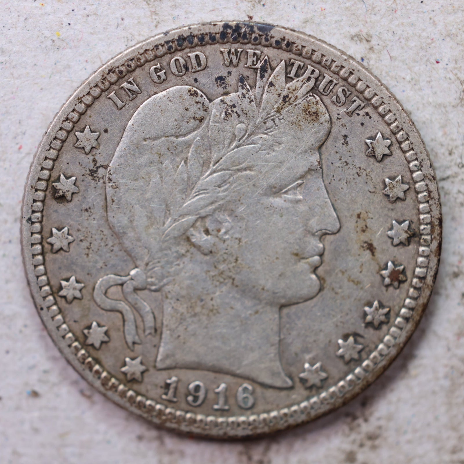 1916-D Barber Silver Quarter., Very Fine, Circulated Coin., Store #QR1549