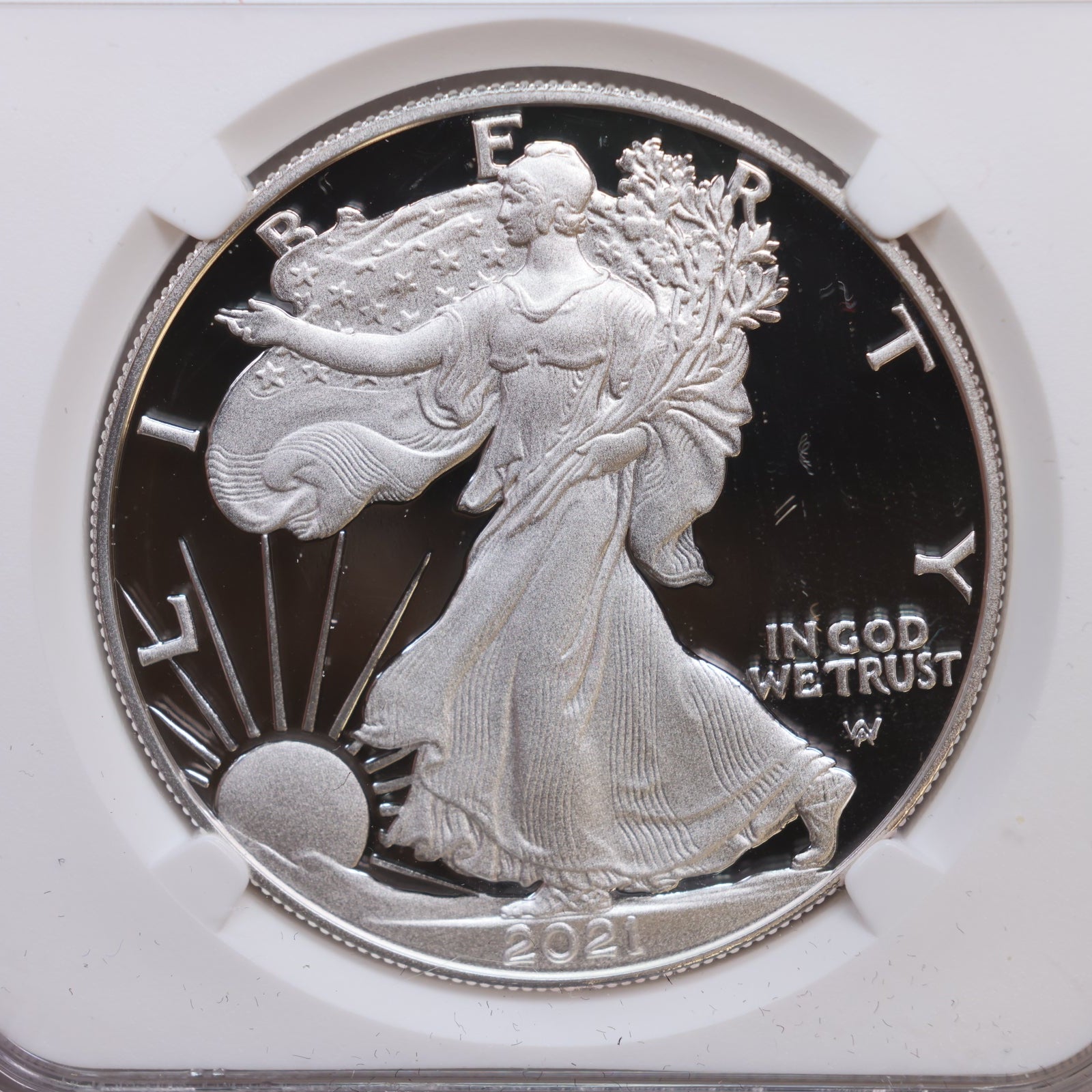 2021-W American Silver Eagle, Purple Heart Honor Label, NGC PR-70, Store #AE0281