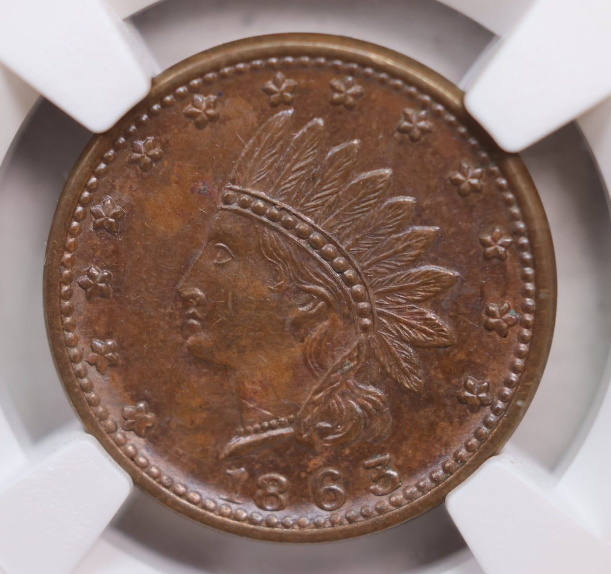 1863 Civil War Token, F-82/351a, NGC Certified MS-62 Brown, Store #CN026.