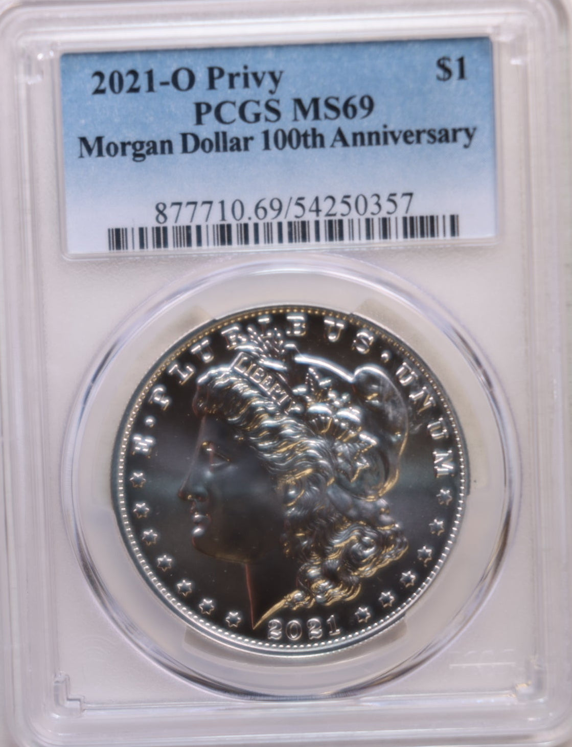 2021-O Morgan Dollar 100th Anniversary, O Privy, PCGS MS69, Store #GMC226