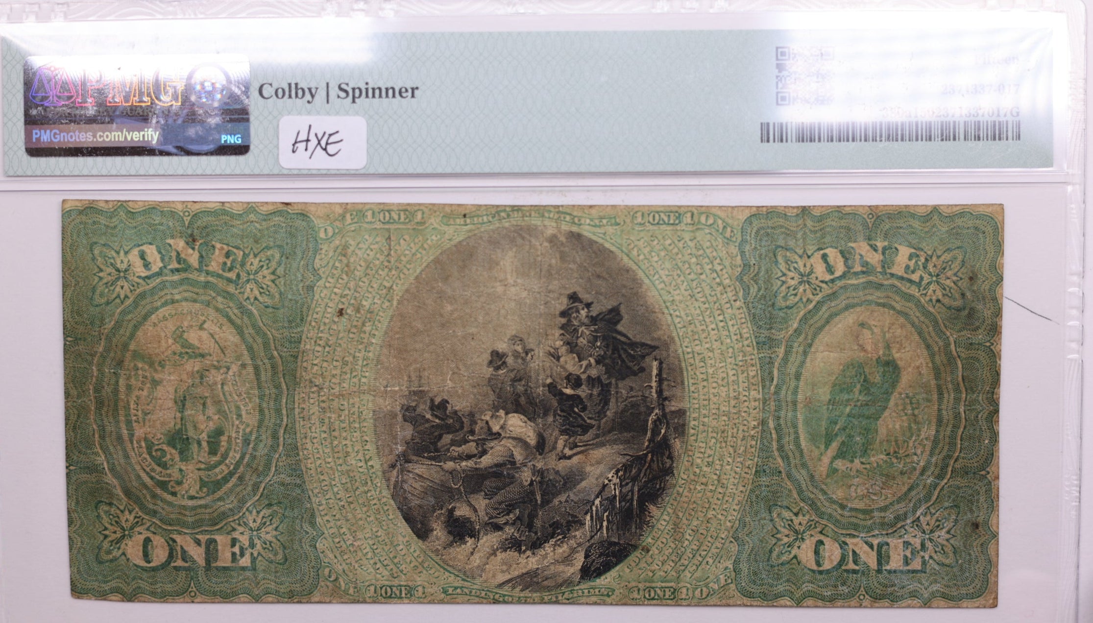 1865 $1, National Bank Note, Pittsfield, Massachusetts., PMG Fine 15., LGNG025
