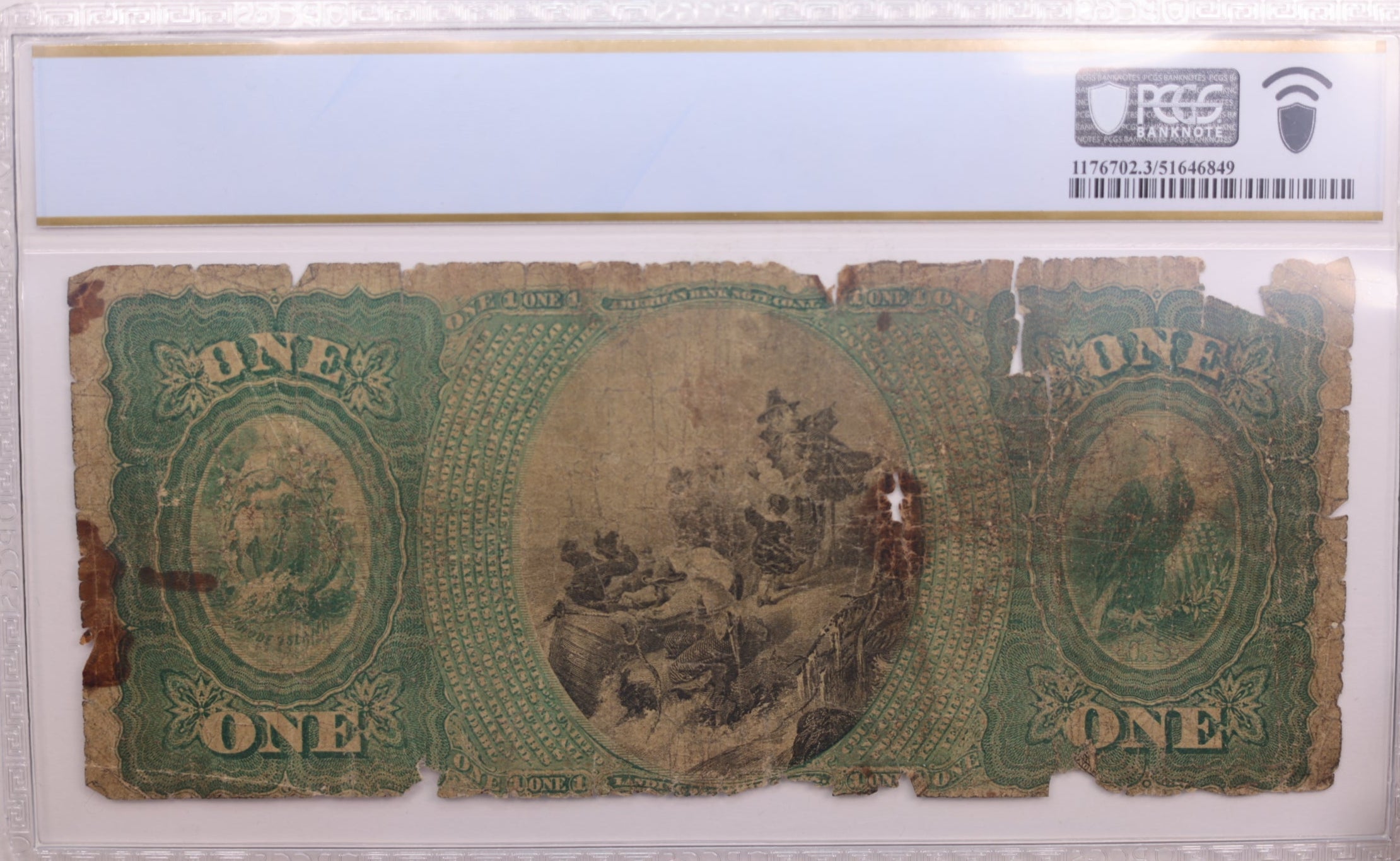 1865 $1., National Currency., Green Back., Providence, R.I., PCGS AG3., LGNG030