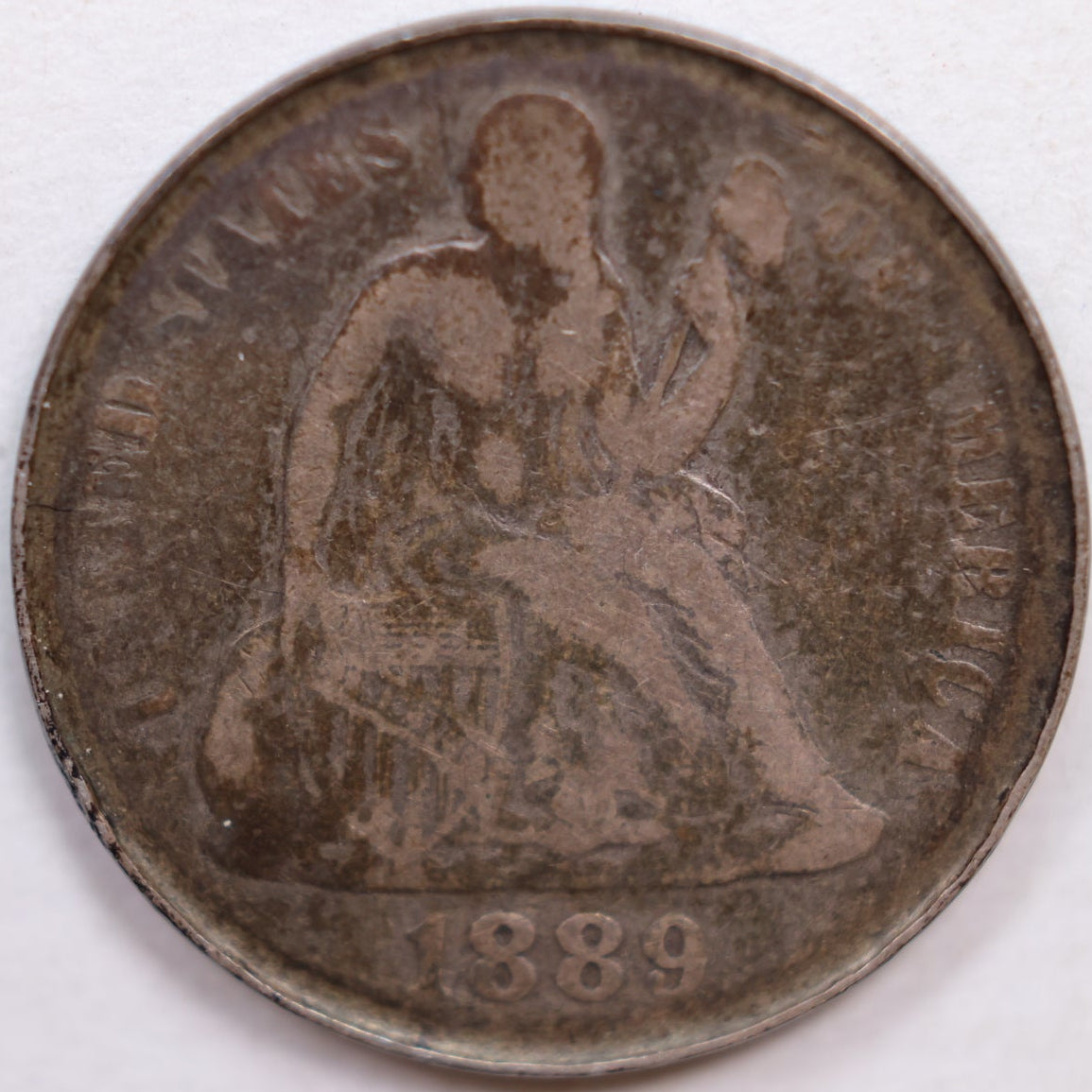 1889 Seated Liberty Dime, Very Good Circulated Coin, Details, Store #DE794