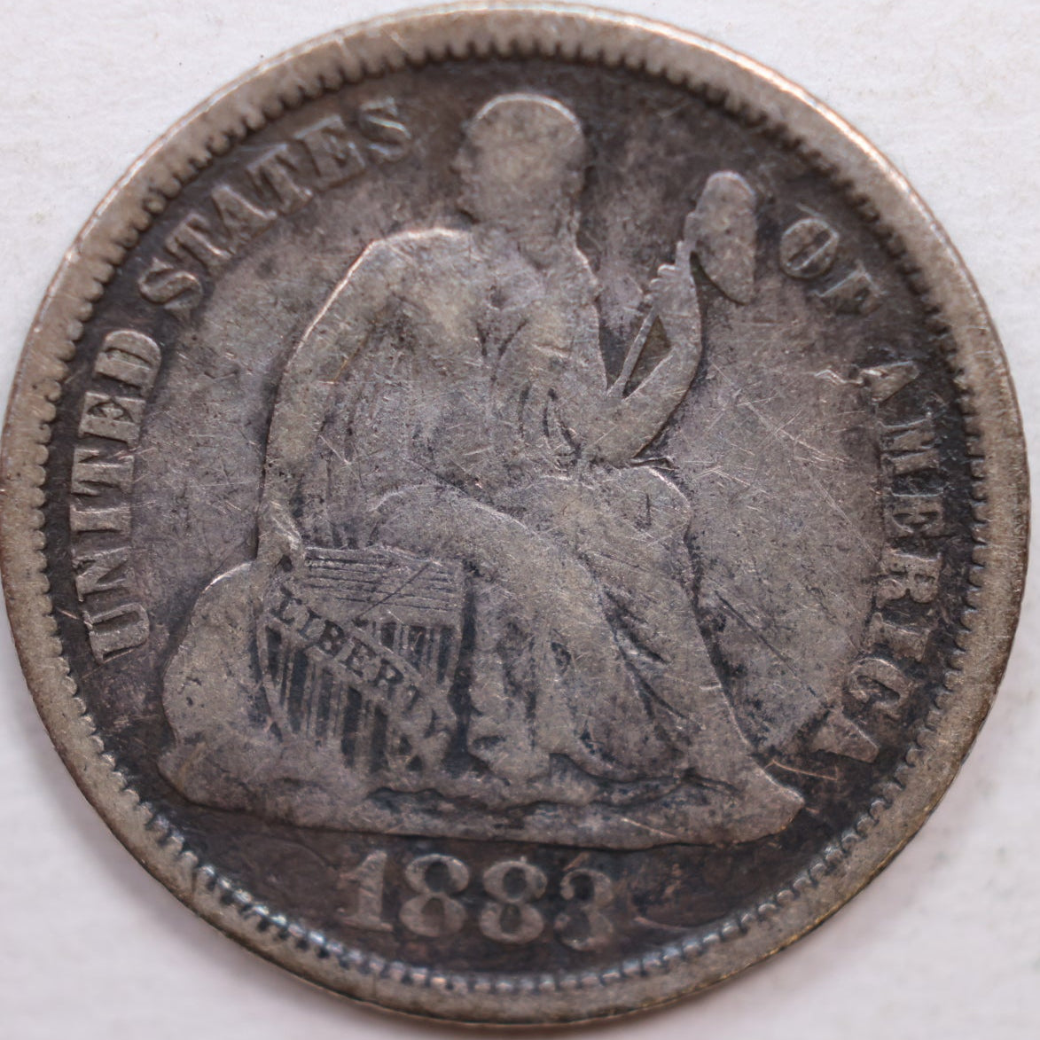 1883 Seated Liberty Dime, Very Good Circulated Coin, Store #DE796