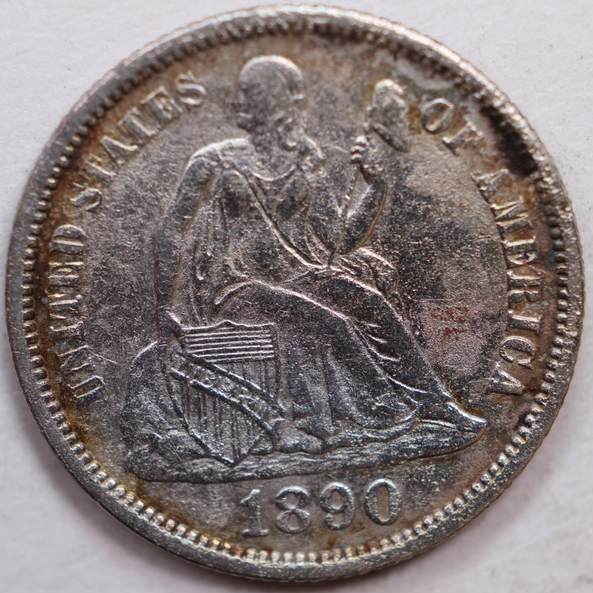 1890 Seated Liberty Dime, Extra Fine Circulated Coin, Details, Store #DE801