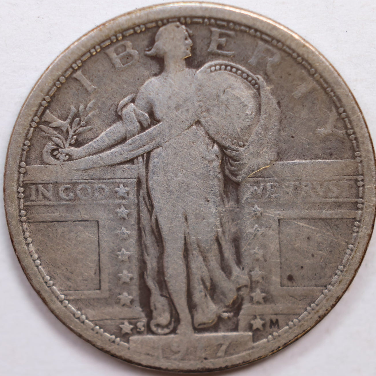1917-S Type 1 Standing Liberty Quarter, Fine Circulated Coin, Store #QR1049