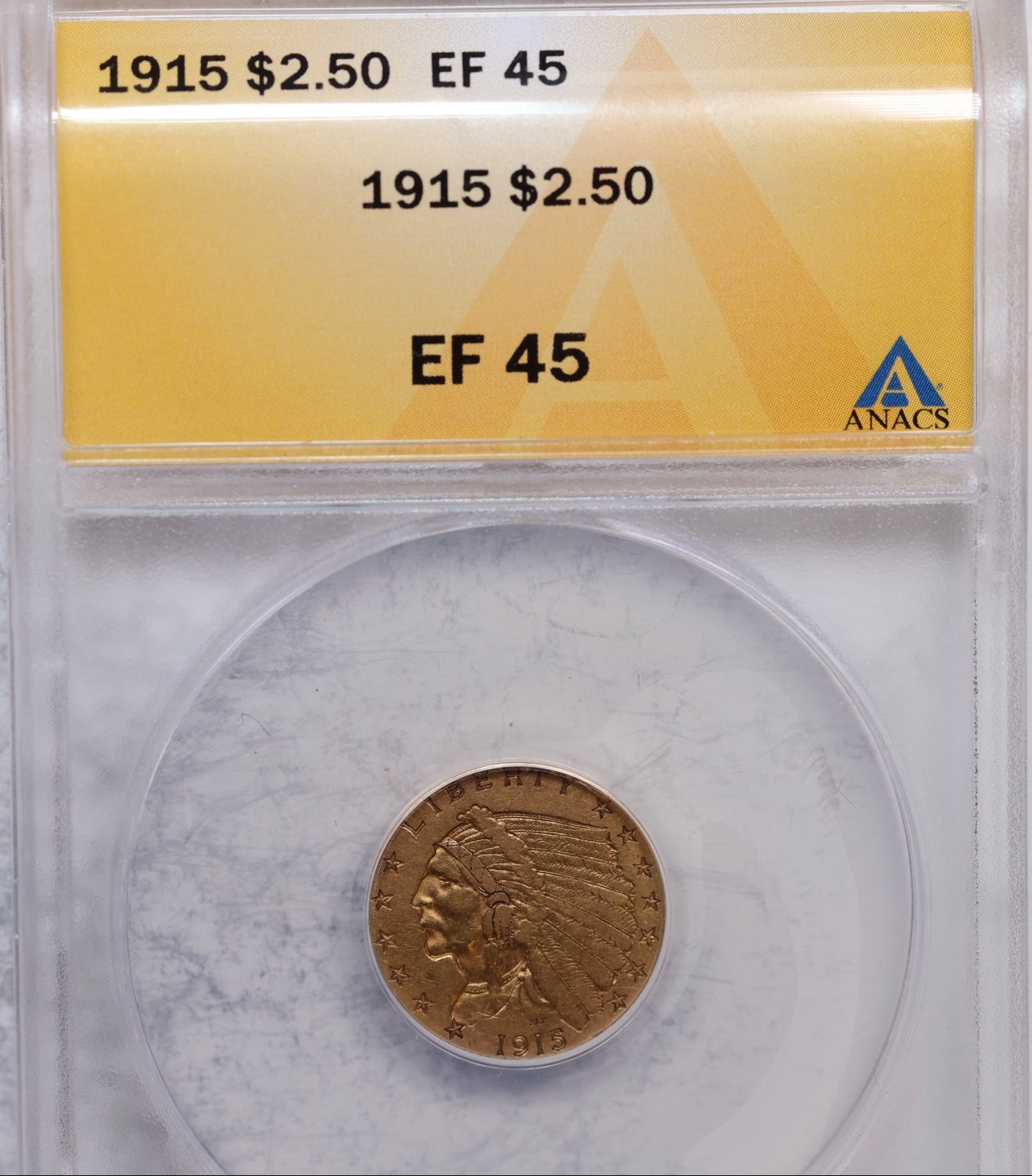 1915 $2.50 Quarter Gold Eagle, ANACS EF-45, Gold Coin, Store Sale#G0040
