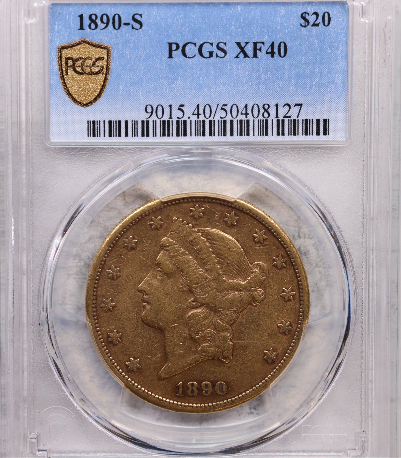 1890-S $20 Gold Double Eagle, 'Pre-1933 Gold, PCGS Graded X.F-40, Store #G0050.