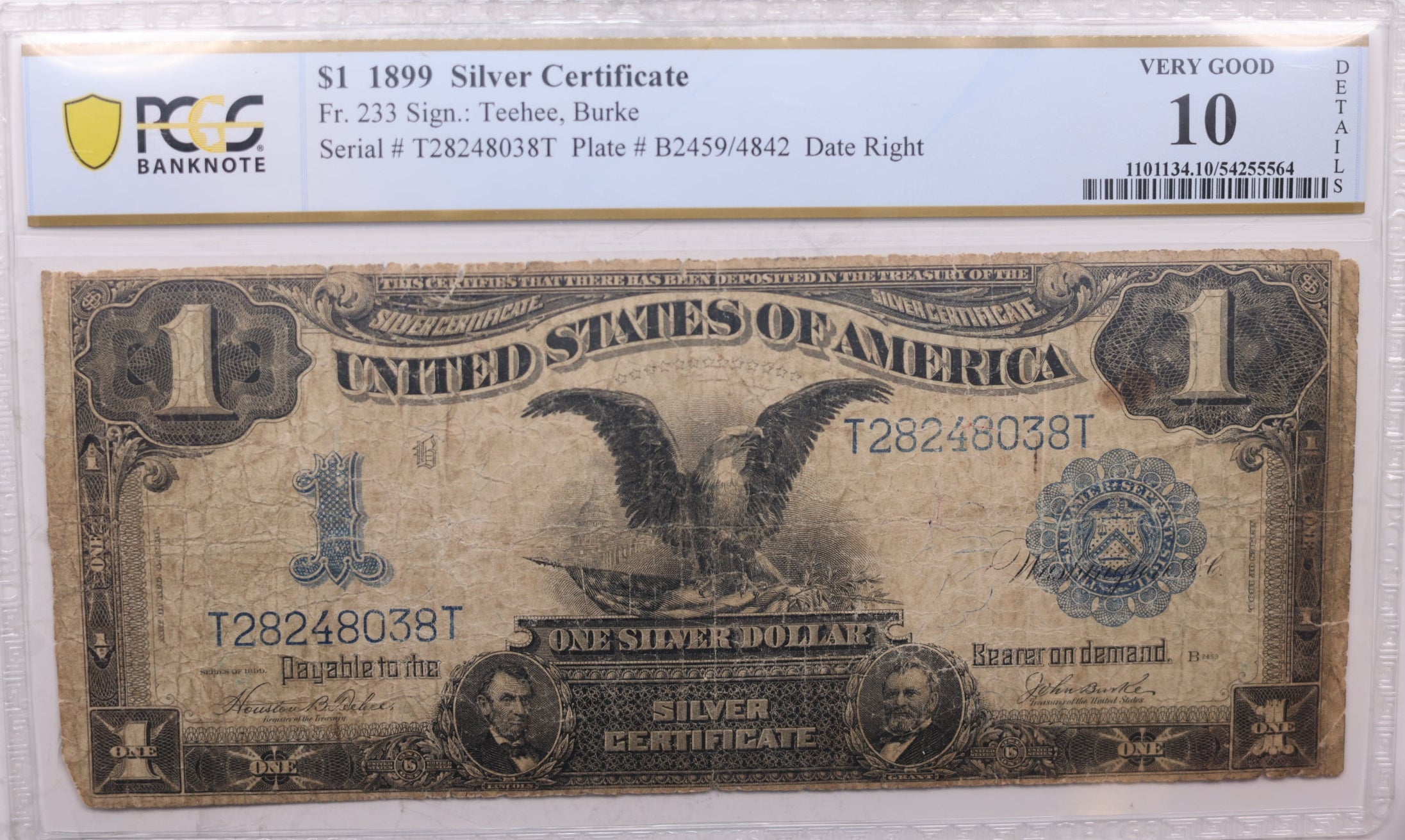 1899 $1, Large Size Silver Certificate, Fr. 233, PCGS VG-10, Store Sale #GLSC012.