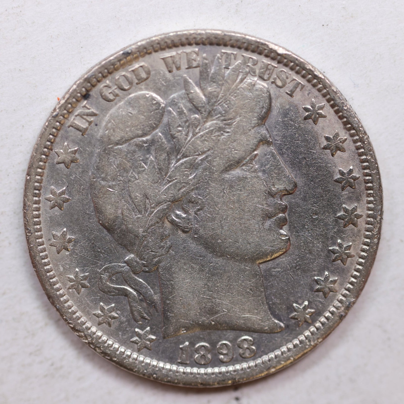 1898-O Barber Silver Half Dollar, Fine Plus Circulated Coin, Store SALE #HR1065.