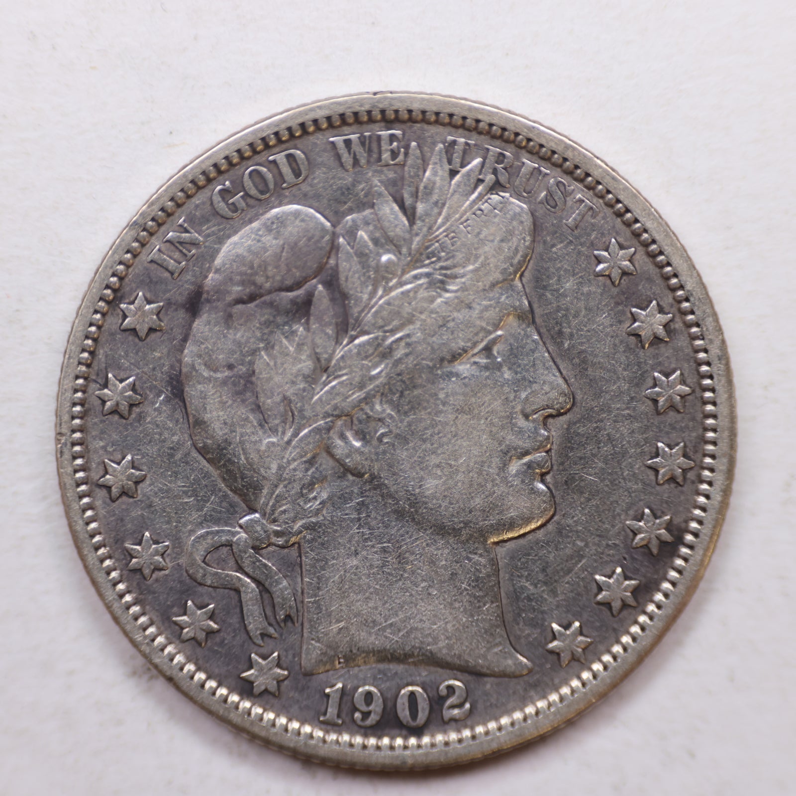 1902-O Barber Silver Half Dollar, Very Fine Circulated Coin, Store SALE #HR1078.