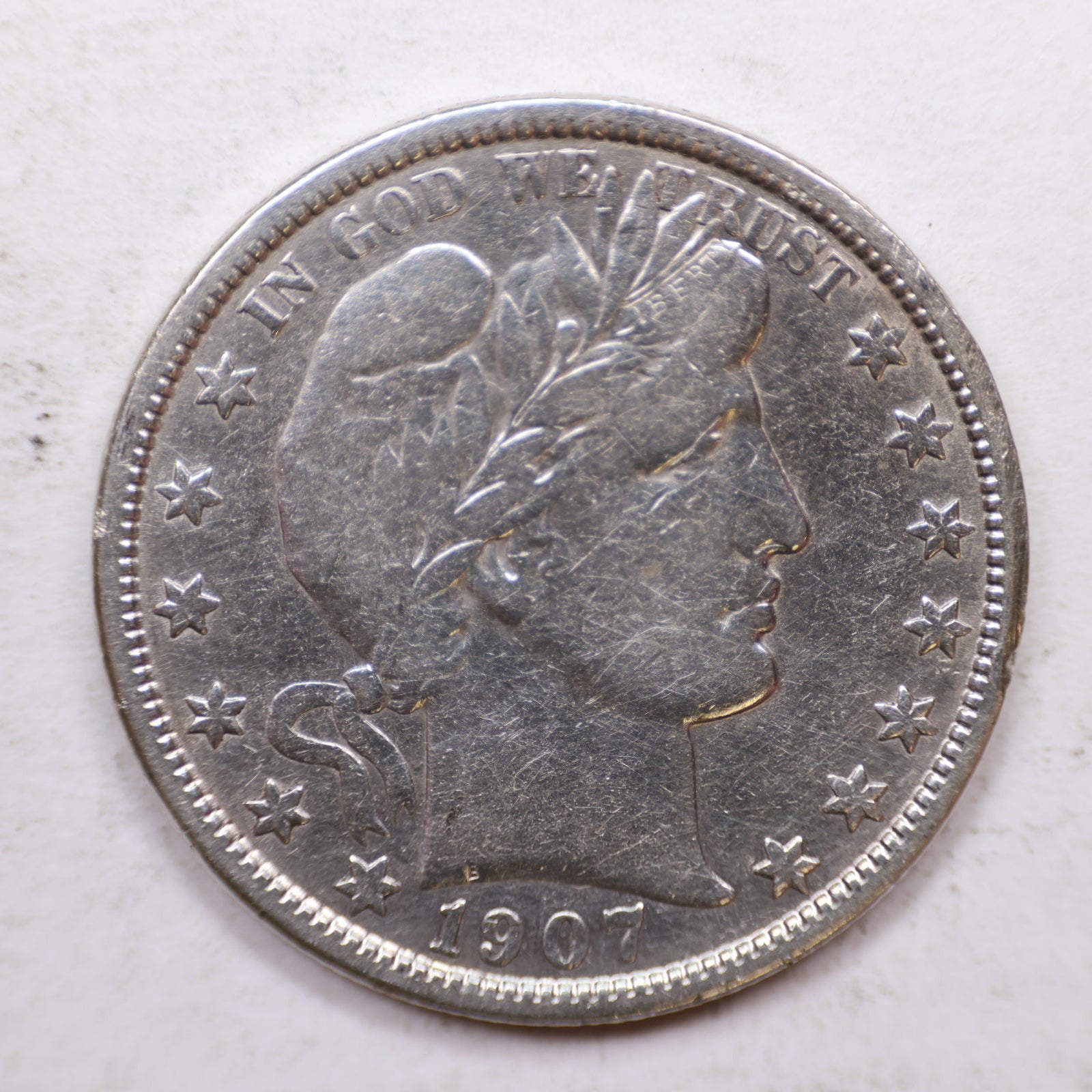 1907-O Barber Silver Half Dollar, VERY FINE DETAILED Circulated Coin, Store #HR1096.
