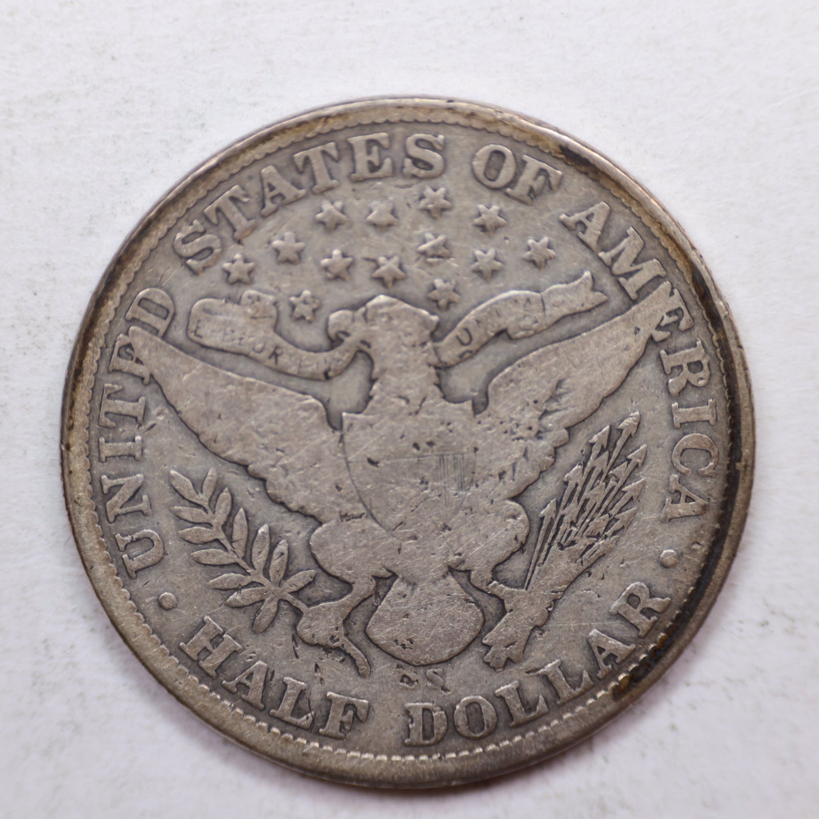 1908-S Barber Silver Half Dollar, Very Good Circulated Coin, Store #HR1097.