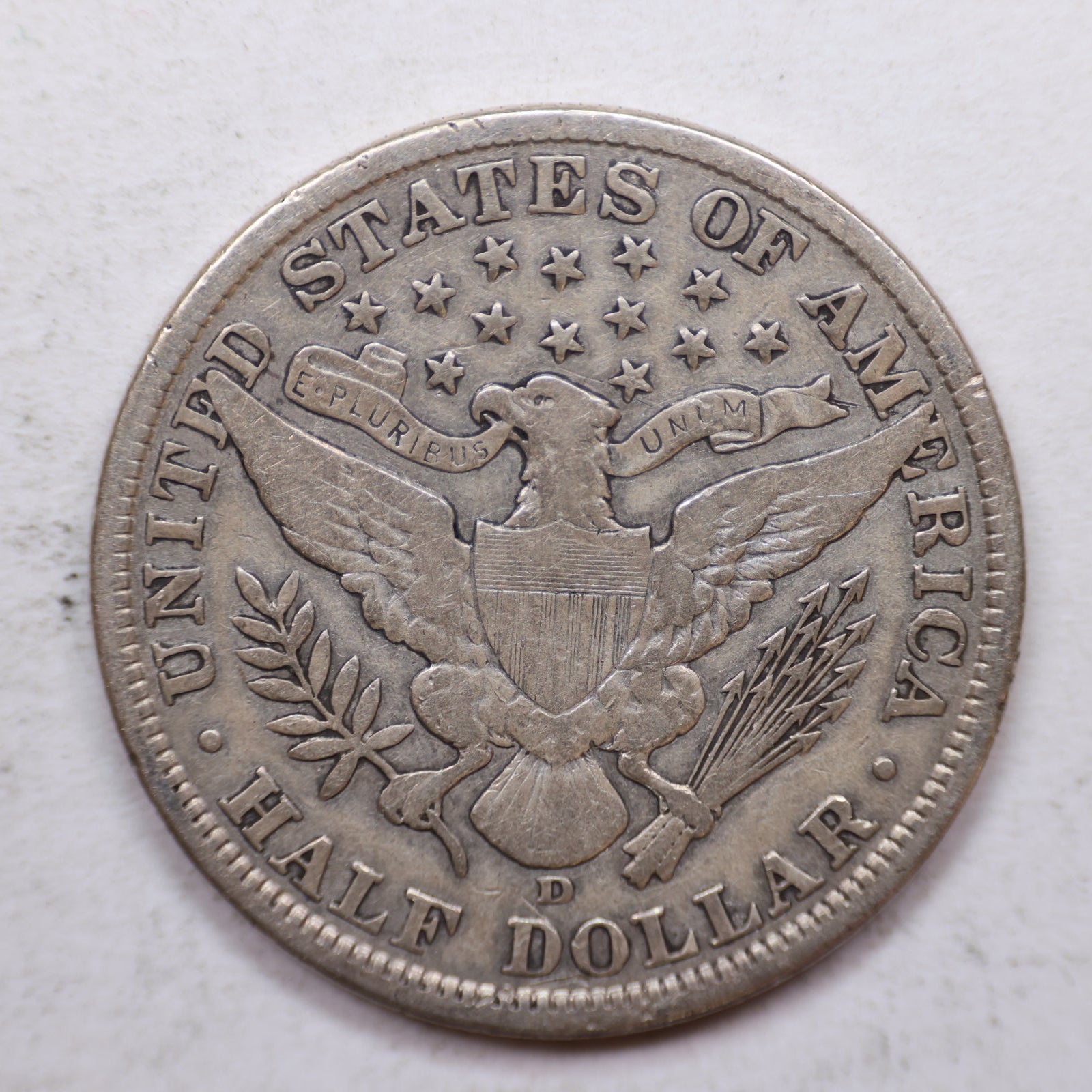 1908-D Barber Silver Half Dollar, Nice FINE Circulated Coin, Store Sale #HR1099.