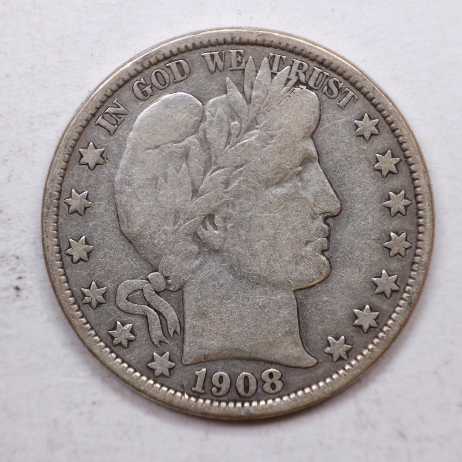 1908-O Barber Silver Half Dollar, Nice FINE Circulated Coin, Store Sale #HR1100.
